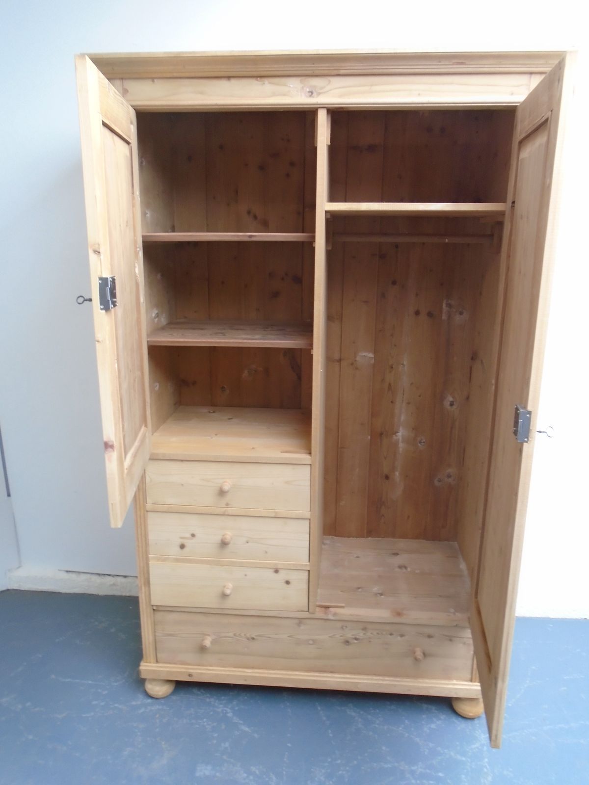 photo for sale A One Piece Antique Pine Child's / Holiday Let Wardrobe To Wax/Paint