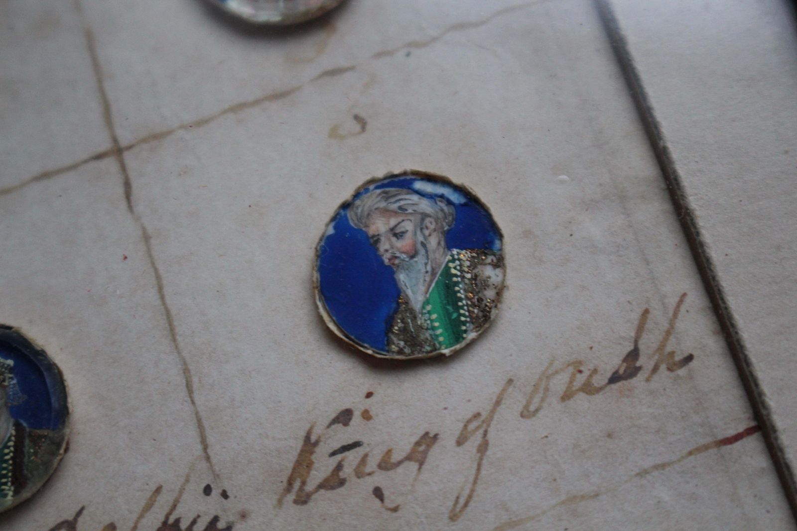 photo furniture 19th Century Circa 1860 Button Miniature Portraits Indian Mutiny