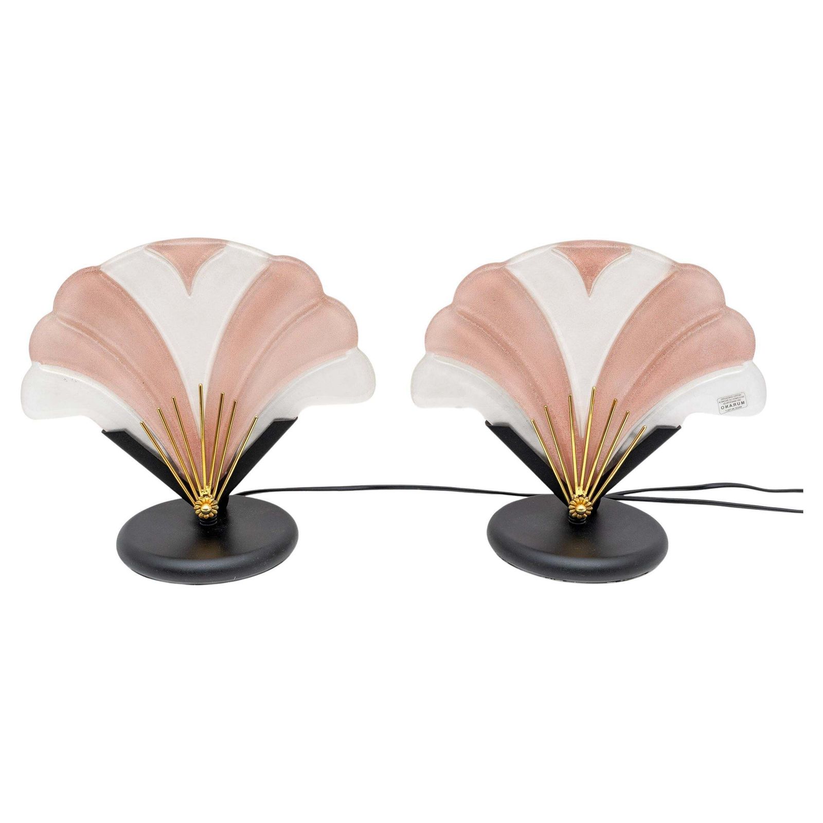 Pair Of Art Decò Style Murano Glass Table Lamps, Italy 1970s