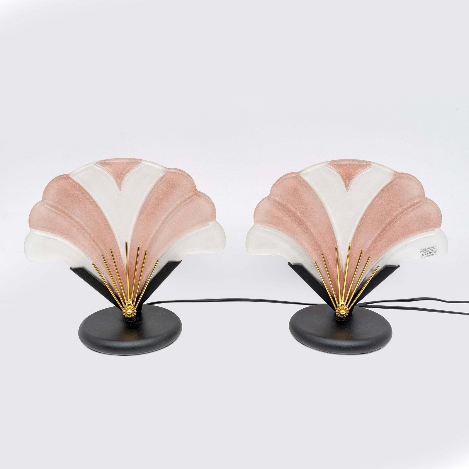 Pair Of Art Decò Style Murano Glass Table Lamps, Italy 1970s photo furniture
