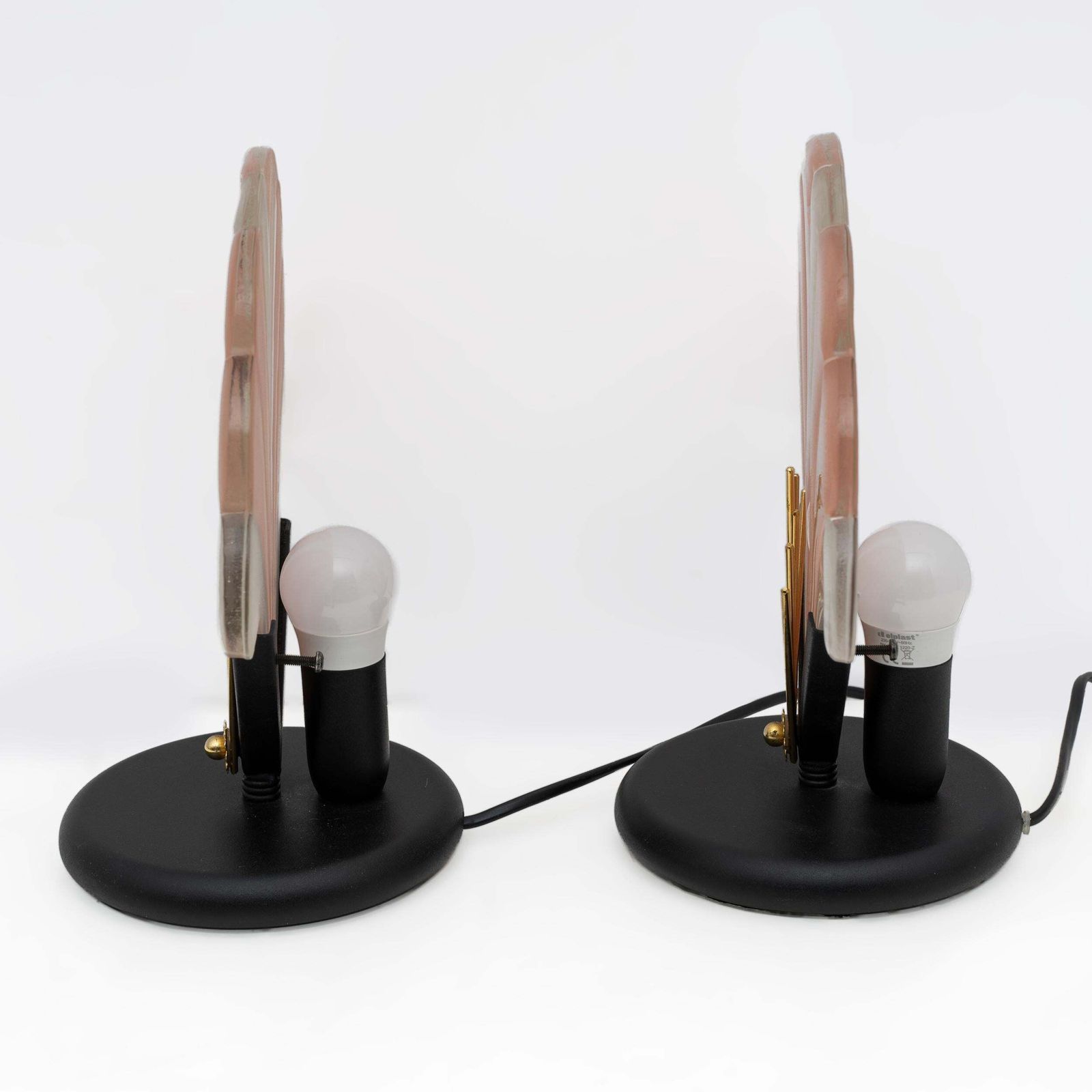 Pair Of Art Decò Style Murano Glass Table Lamps, Italy 1970s photo Lighting