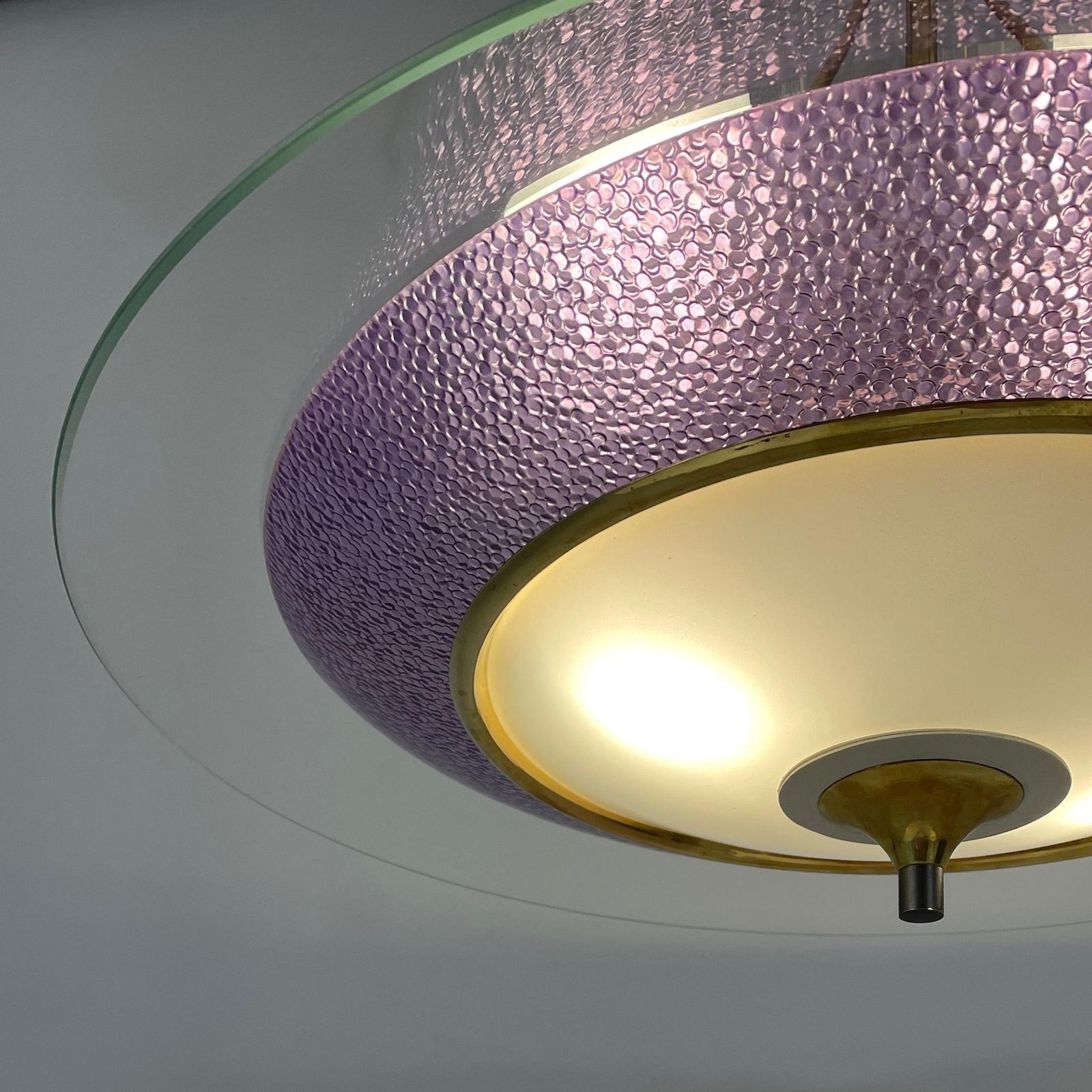 photo for sale Pietro Chiesa Fontane Arte Style Glass & Brass Chandelier, Italy 1950s