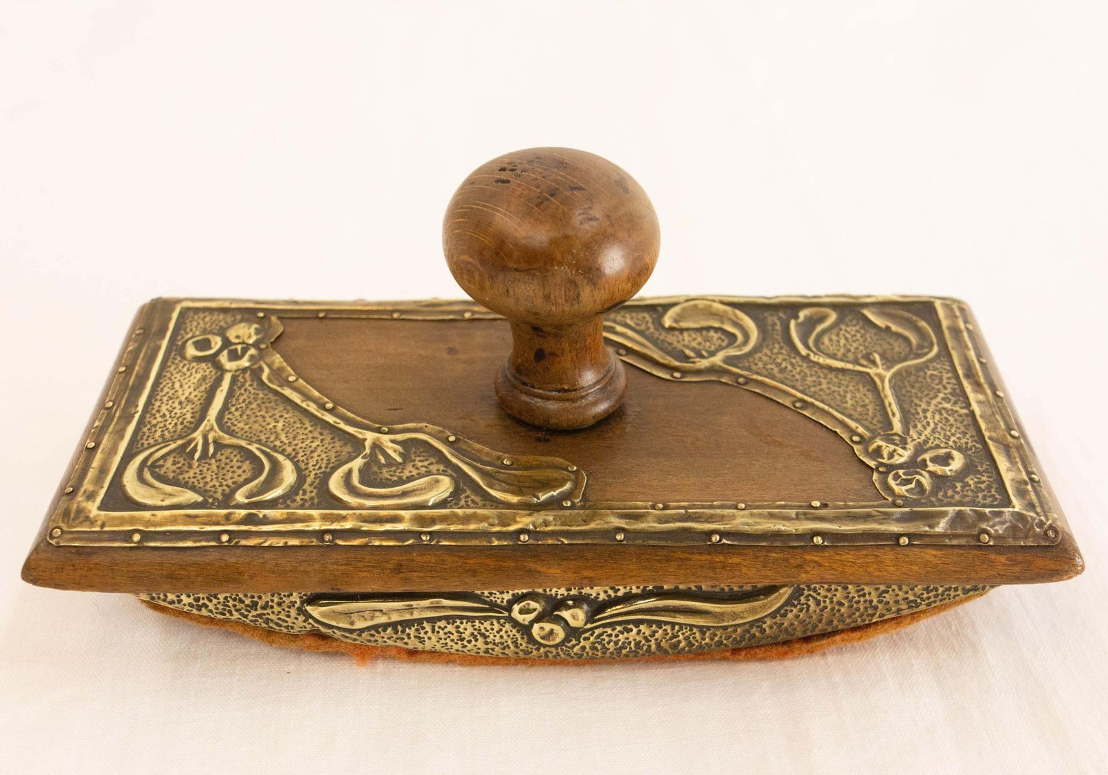 French Copper & Wood Desk Art Nouveau Ink Blotter, Circa 1920 photo furniture
