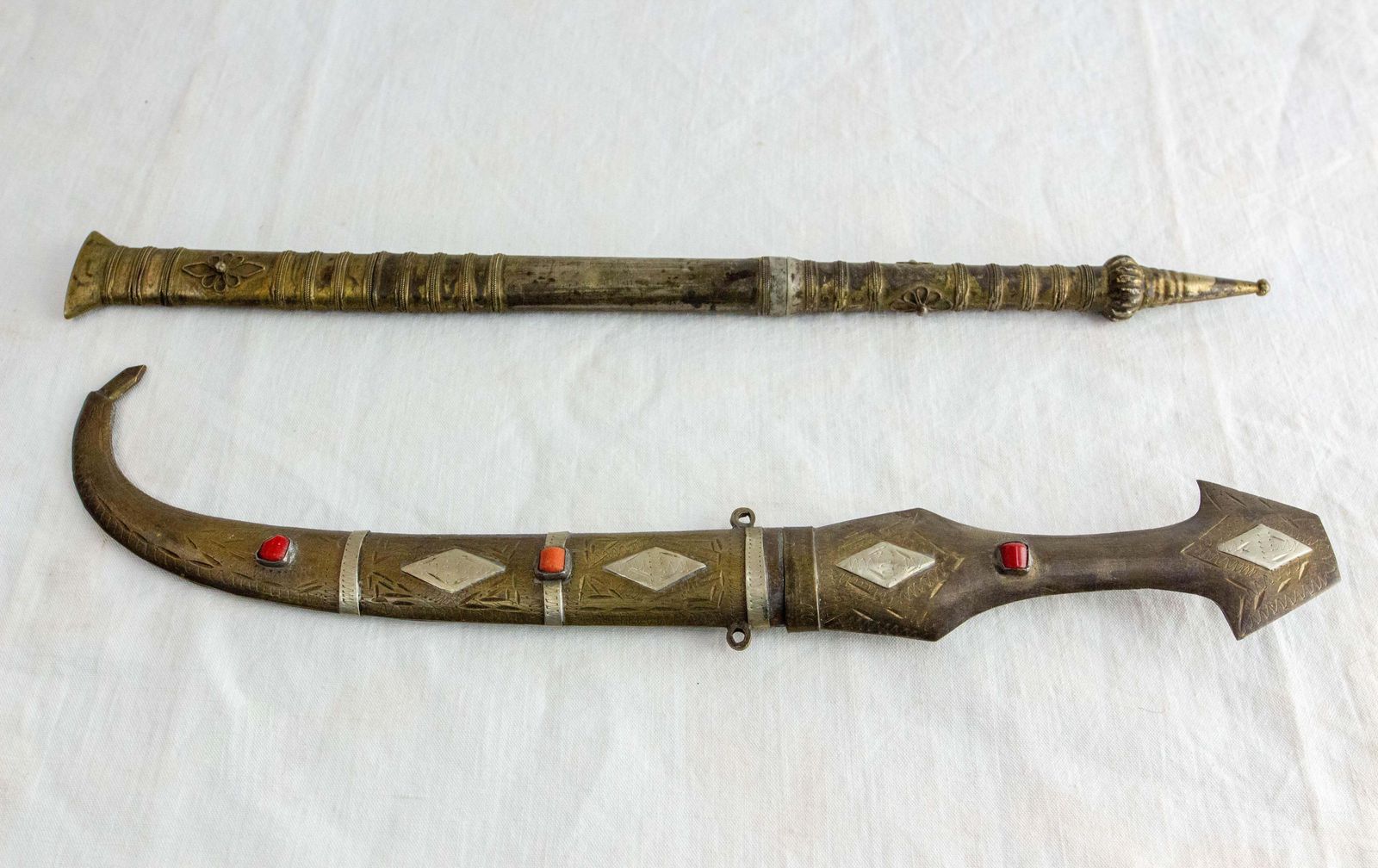 Set Of Moroccan Letter Openers Brass & Stone, Late 19th Century photo furniture