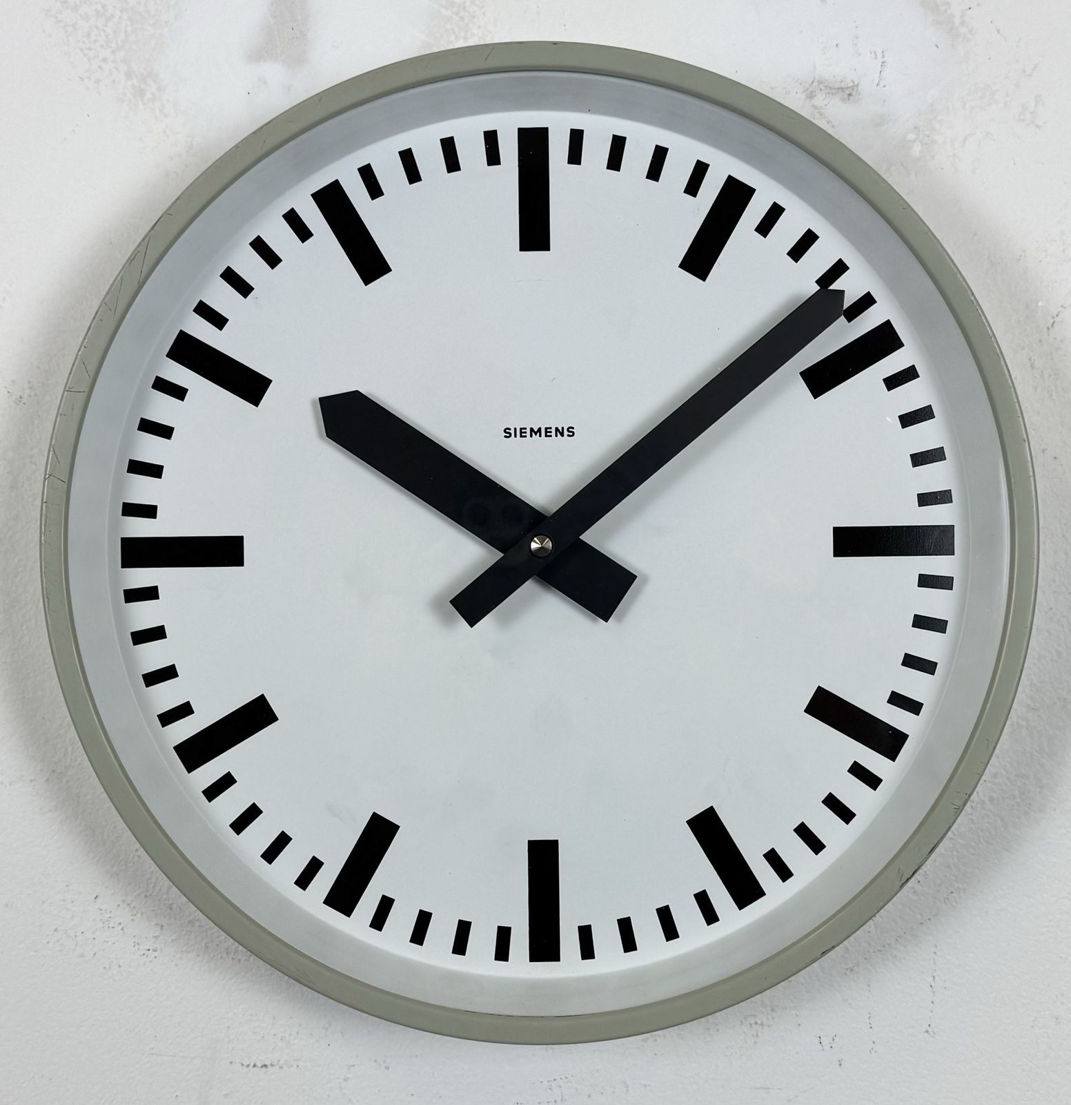 Grey Industrial Factory Wall Clock From Siemens, 1970s photo furniture