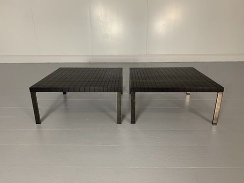 Pair Of Poltrona Frau “Geometrie” Coffee Sofa Side Tables – In Wenge photo furniture