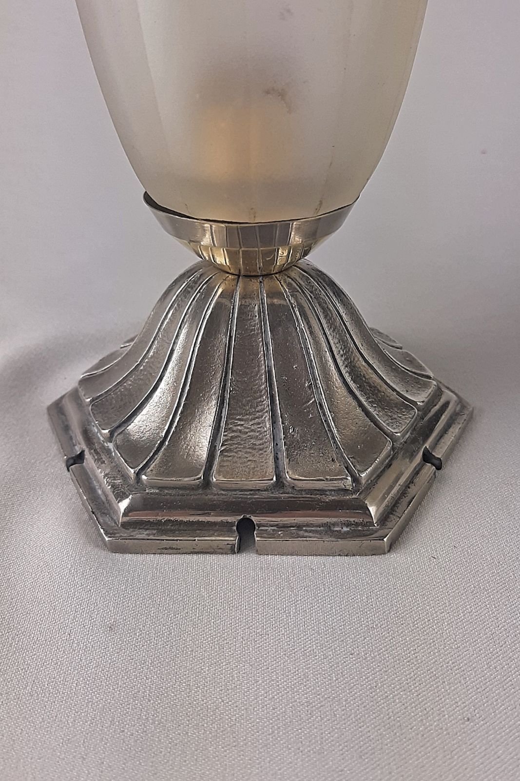Pair Of Art Deco Lamps To Bookend Your Favourite Artwork Or Sculpture Opalescent Glass Shades Bronze Base France 1930s photo furniture