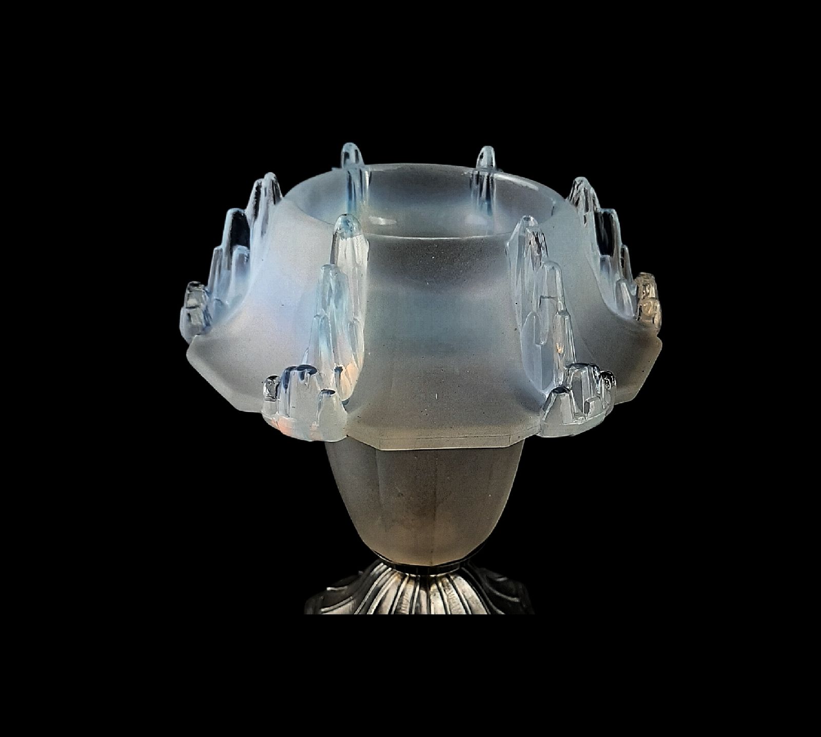 Pair Of Art Deco Lamps To Bookend Your Favourite Artwork Or Sculpture Opalescent Glass Shades Bronze Base France 1930s photo vinterior