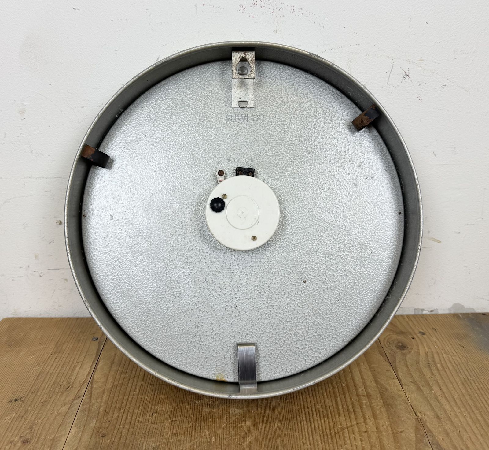 Grey Electric Industrial Station Wall Clock From Aeg, 1960s photo buy