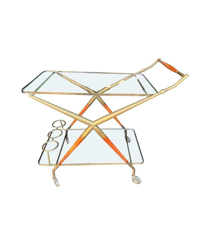 An Italian 1950s Brass And Lacquered Wood Bar Trolley By Cesare Lacca photo 1850.0