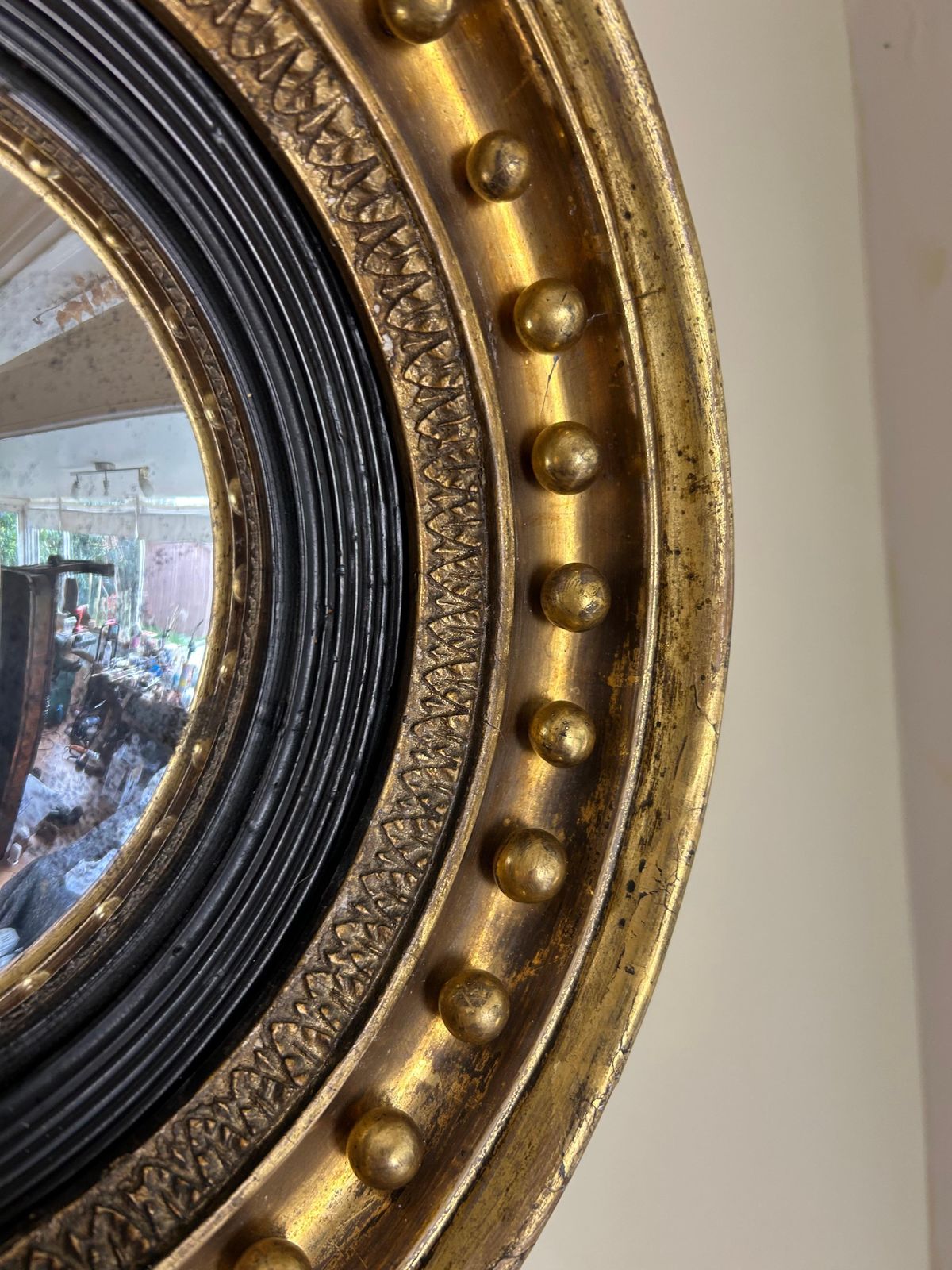 Antique Pair Of English Regency Gilt Convex Mirrors photo 2400.0