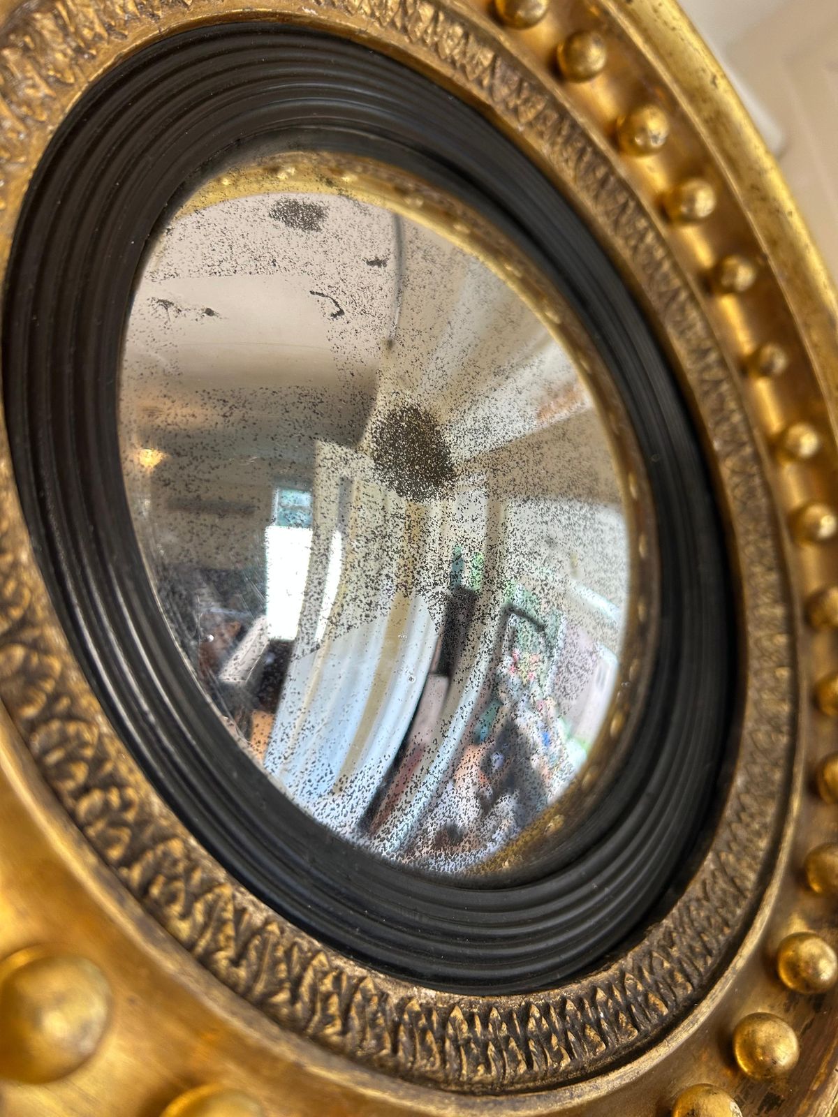 Antique Pair Of English Regency Gilt Convex Mirrors photo buy