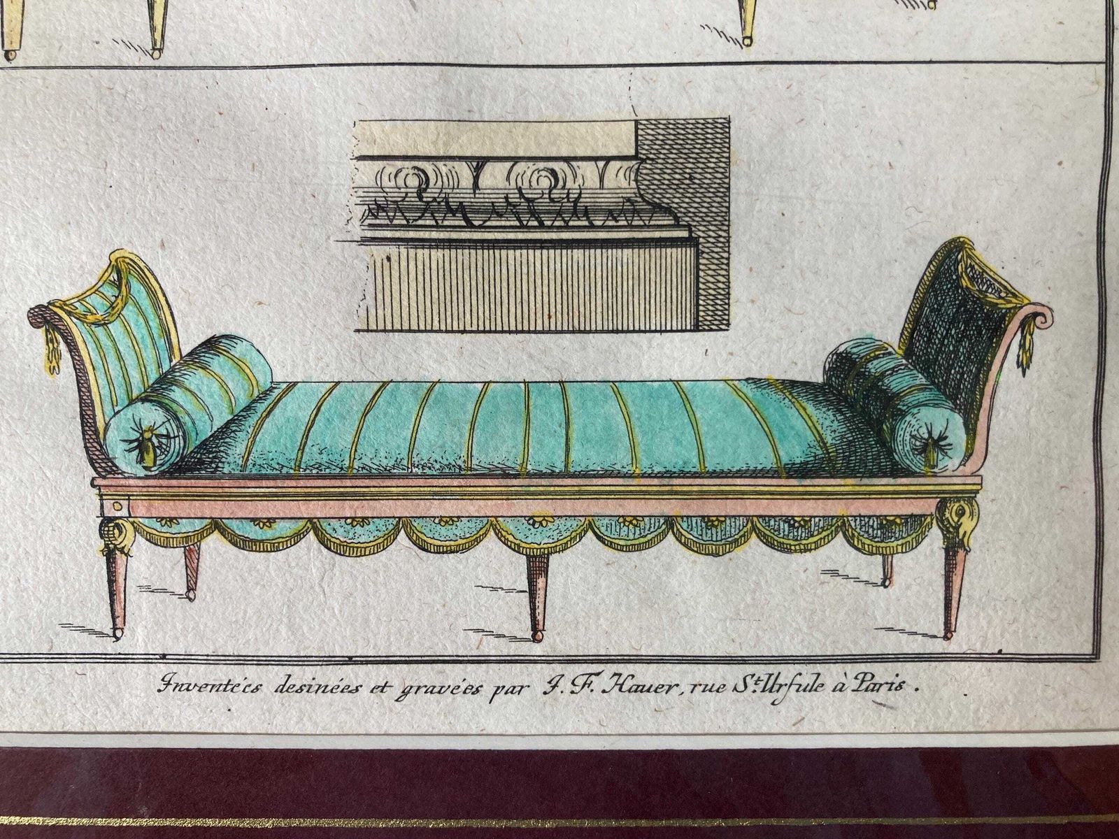 Rare Collectable Authentic 18th Century Antique Furniture Design Engraving   Perfect For Antiques Collectors & Art Lovers photo for sale
