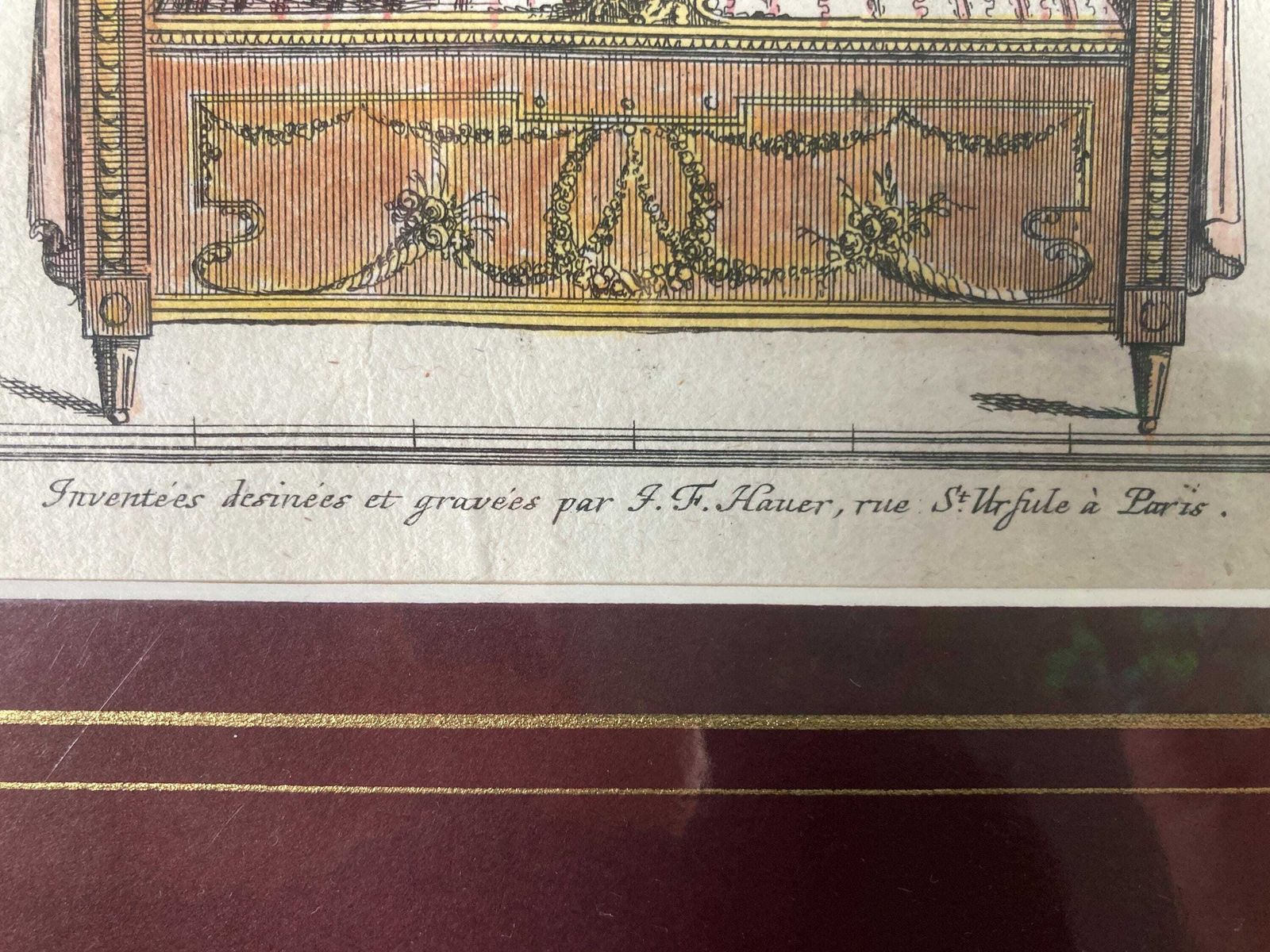 Rare Collectable Authentic 18th Century Antique Furniture Design Engraving   Perfect For Antiques Collectors & Art Lovers photo for sale