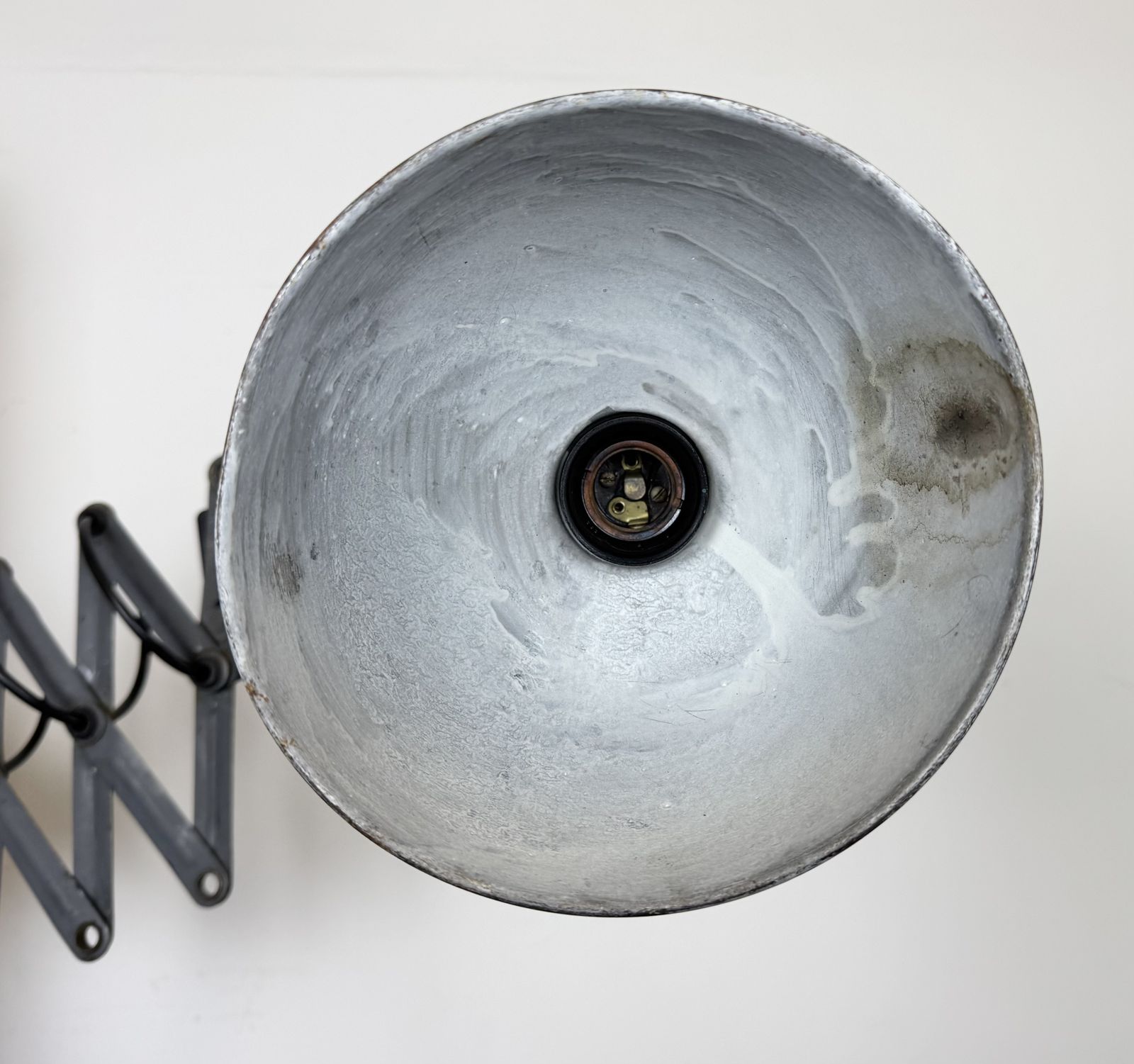 Lighting Grey Industrial Gooseneck Scissor Wall Lamp From Elektroinstala, 1960s photo