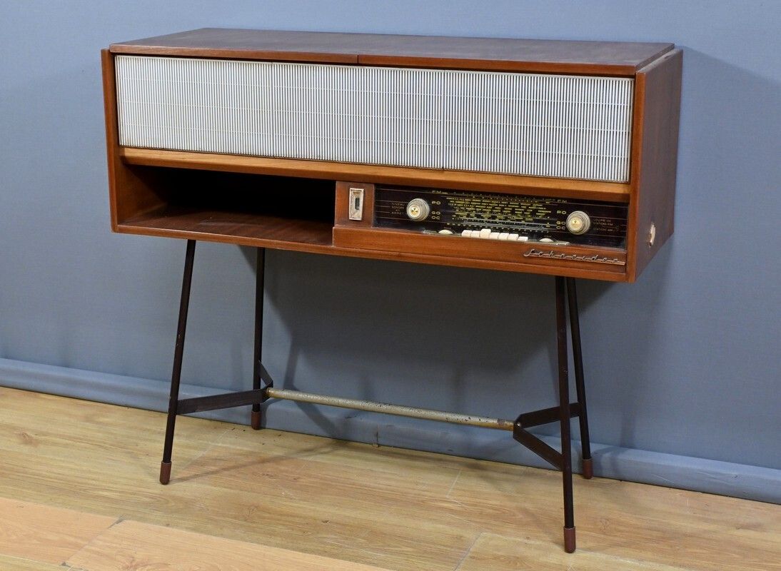 Schneider Mahogany Radio Cabinet – Mid 20th Century photo for sale