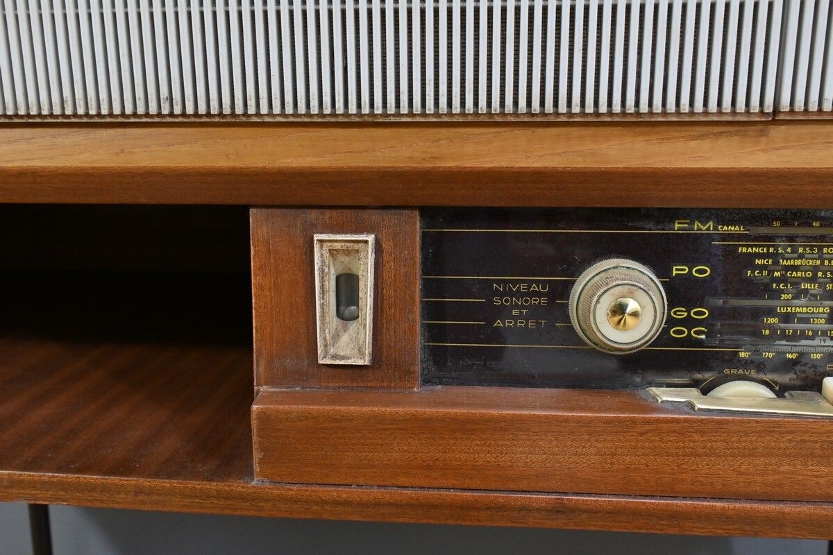 Schneider Mahogany Radio Cabinet – Mid 20th Century photo vintage