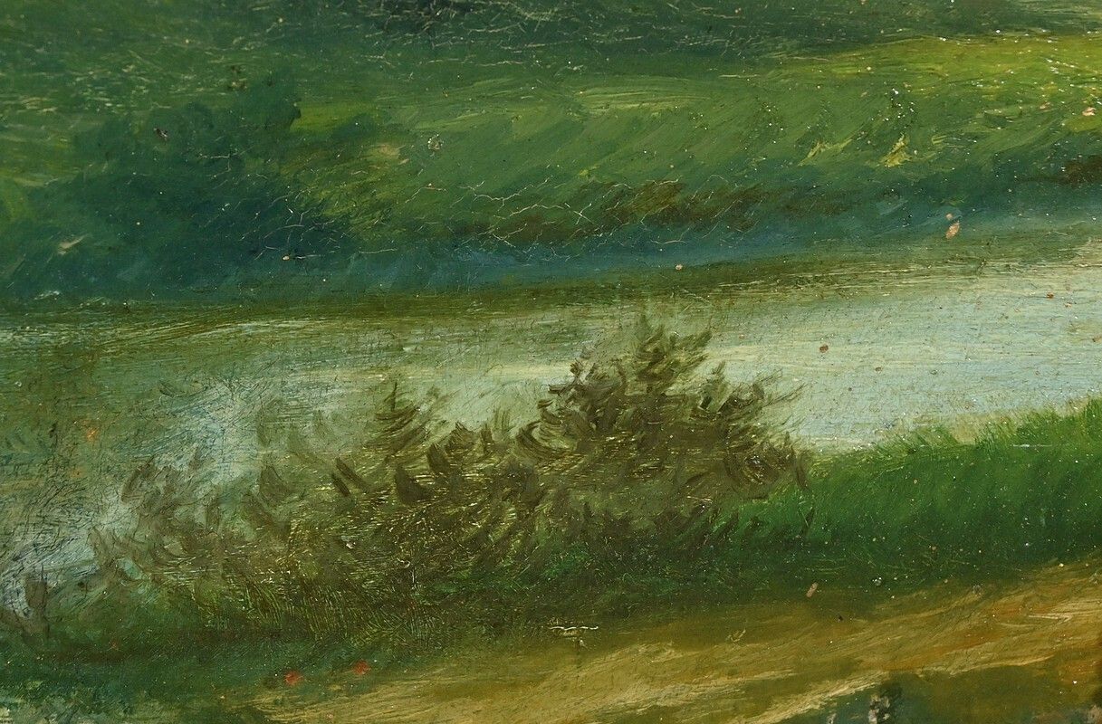 Oil On Canvas “Pastures” By N. Okolowicz – Early 20th Century photo vintage