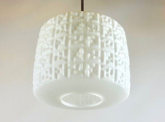 Mid Century Czech Milk Glass Pendant Lamp From Napako, 1960s photo Lighting