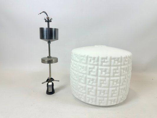 photo furniture Mid Century Czech Milk Glass Pendant Lamp From Napako, 1960s