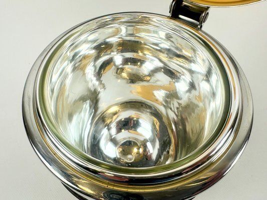 Mid Century Leather And Steel Ice Bucket From Grasoli, 1960s photo vintage