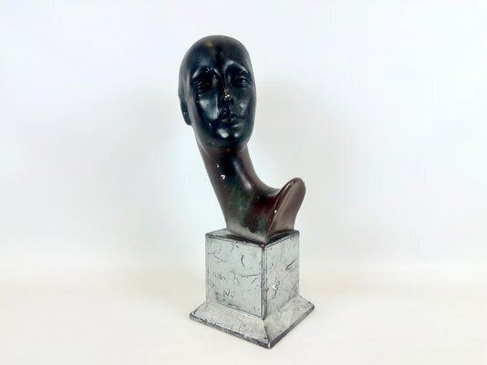 Mid Century Hand Crafted Female Head Mannequin Sculpture, 1950s