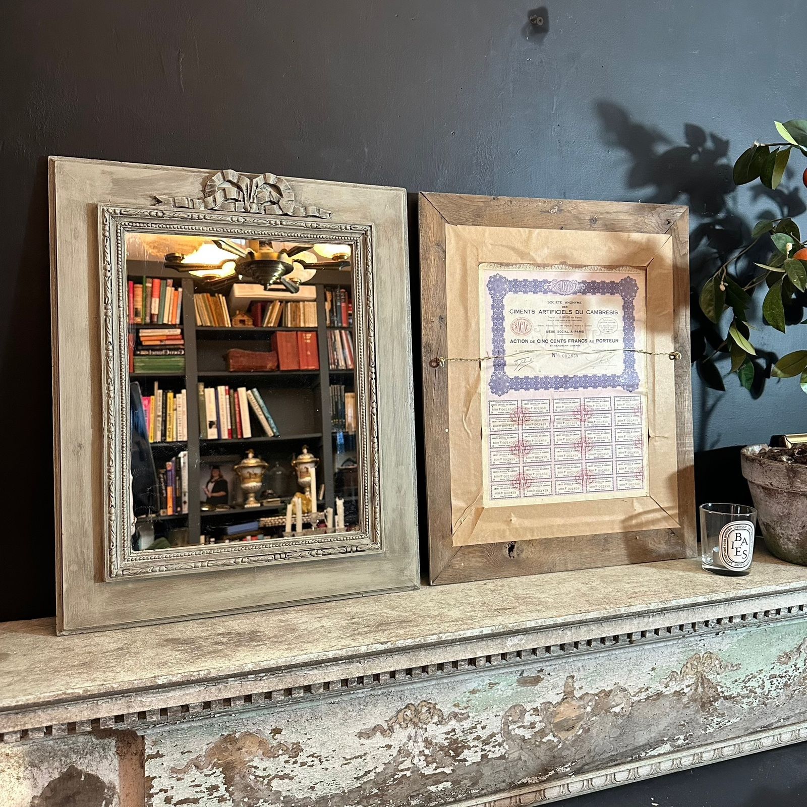 Really Pretty Pair Of Painted French Wall Mirrors – Soft ‘Eau De Nil’ With Dark Wax photo furniture