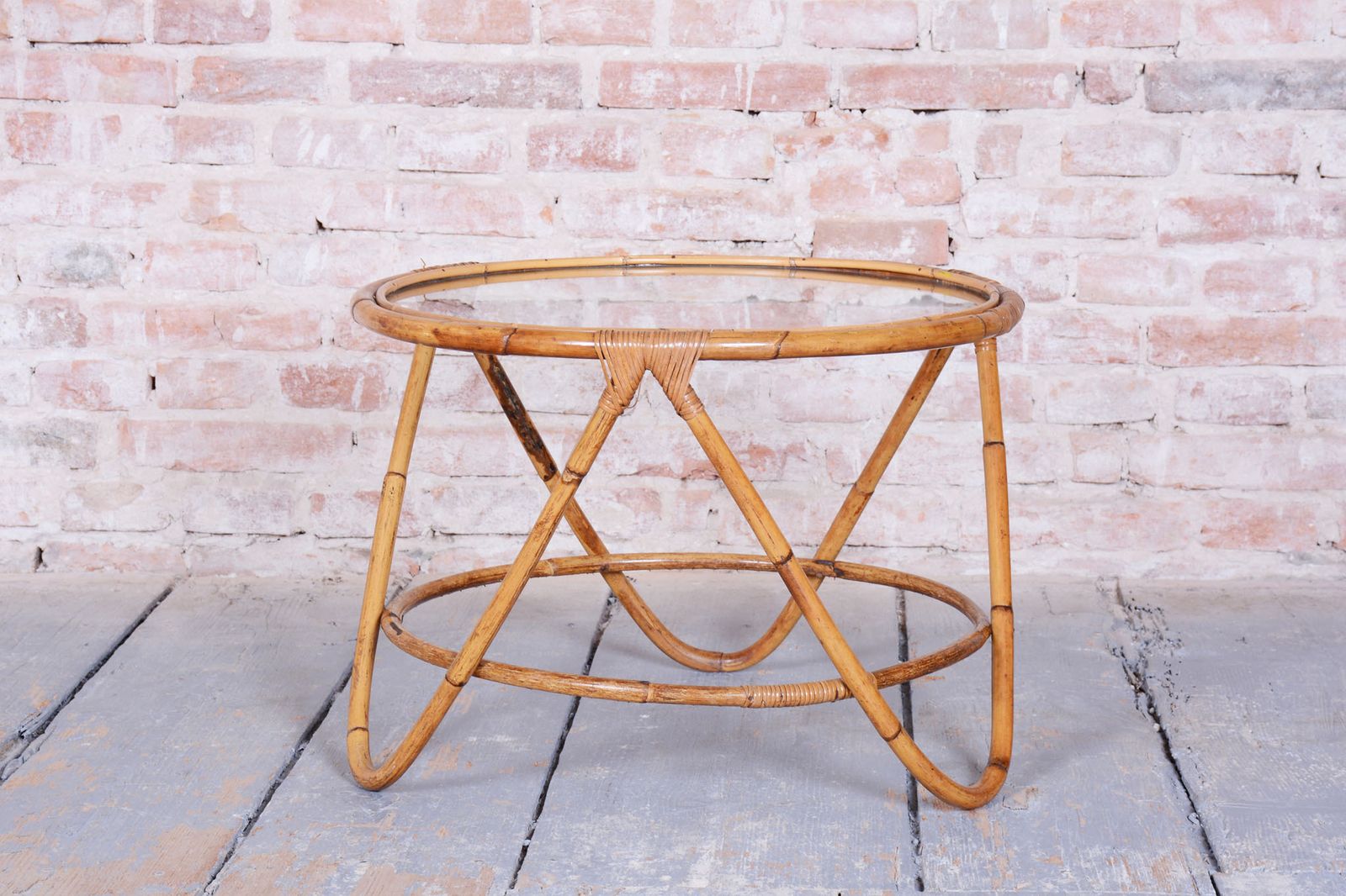 Original Mid Century Coffee Table, By Alan Fuchs, Rattan, Czech, 1940s photo furniture