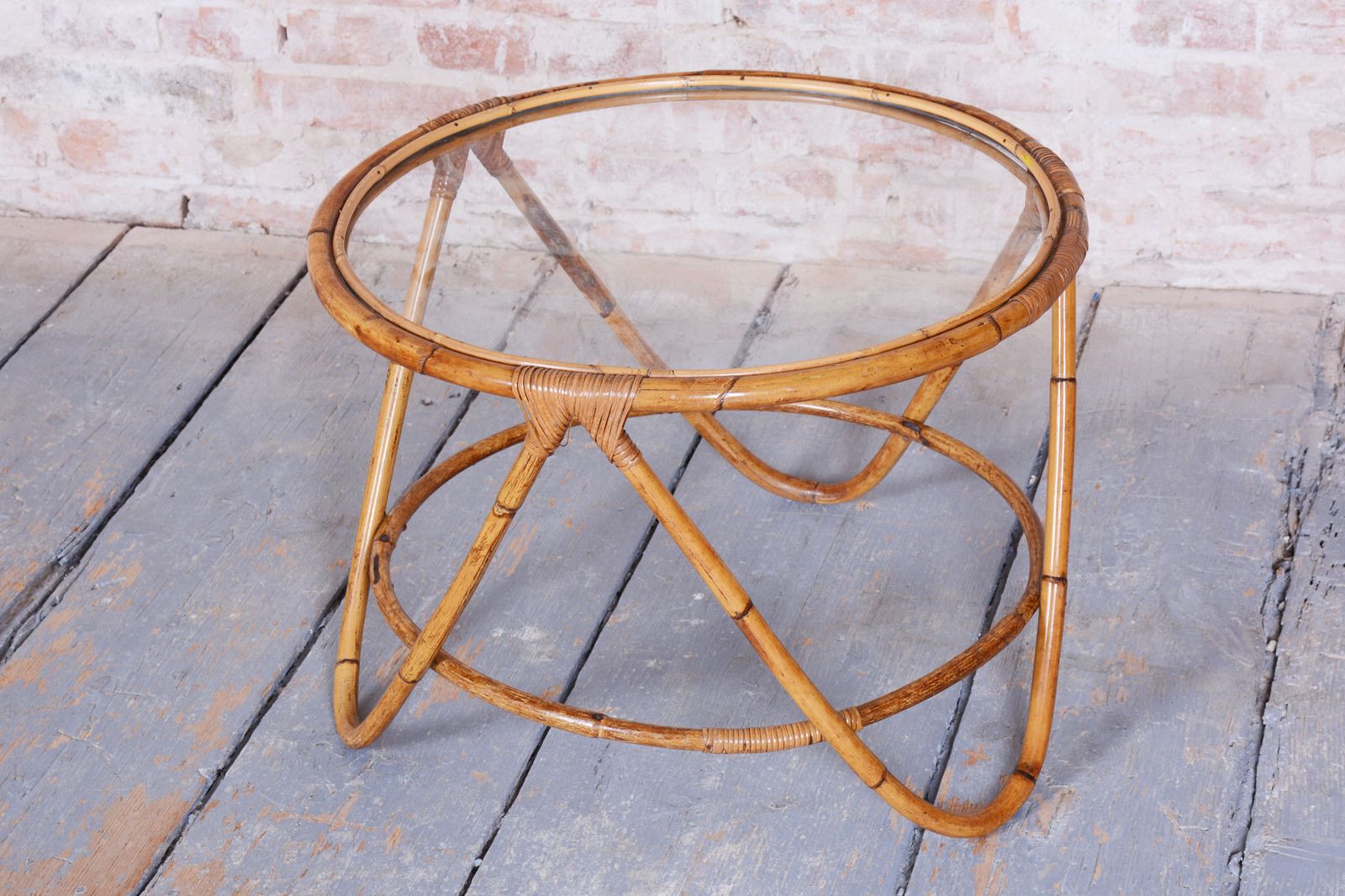 Original Mid Century Coffee Table, By Alan Fuchs, Rattan, Czech, 1940s photo for sale