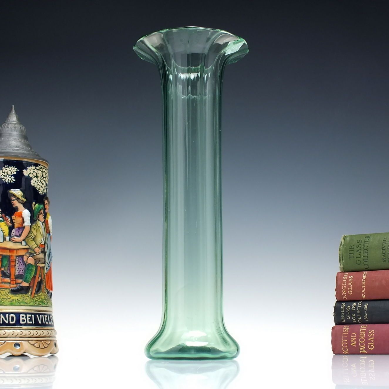 Tall Art Nouveau Green Glass Vase C1900