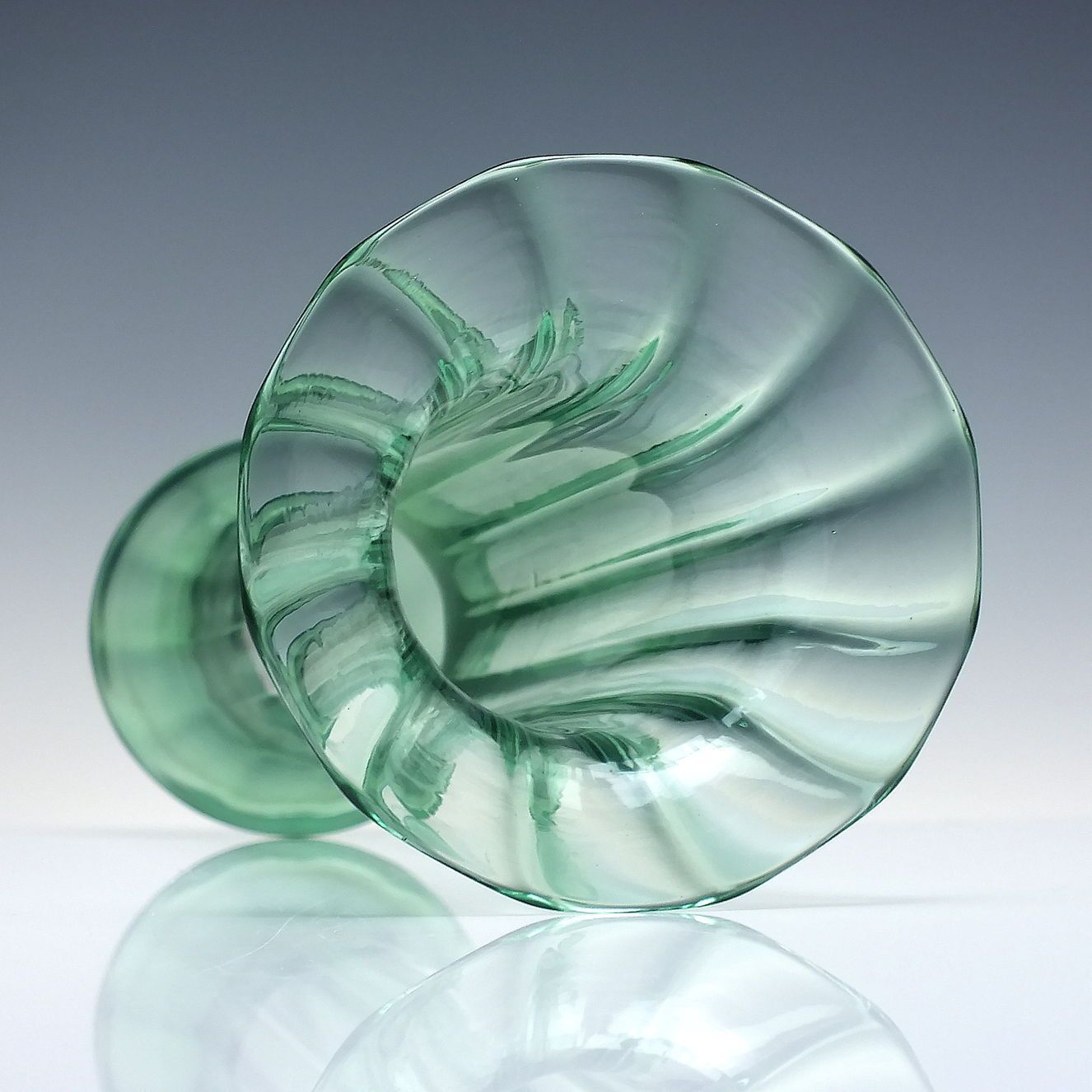 Tall Art Nouveau Green Glass Vase C1900 photo for sale