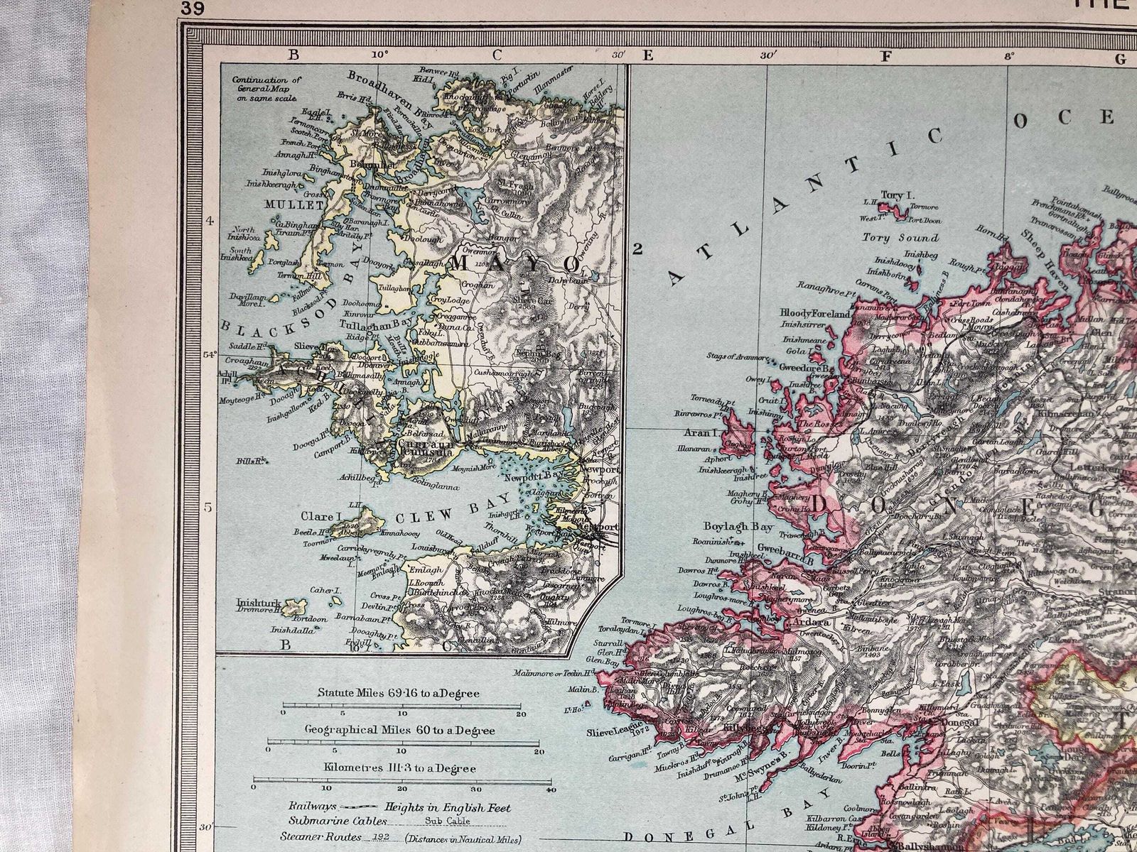 Original And Authentic Atlas Map Of The North Of Ireland   Harmsworth Universal Atlas And Gazetteer (Circa 1900, Pre Wwi) photo for sale