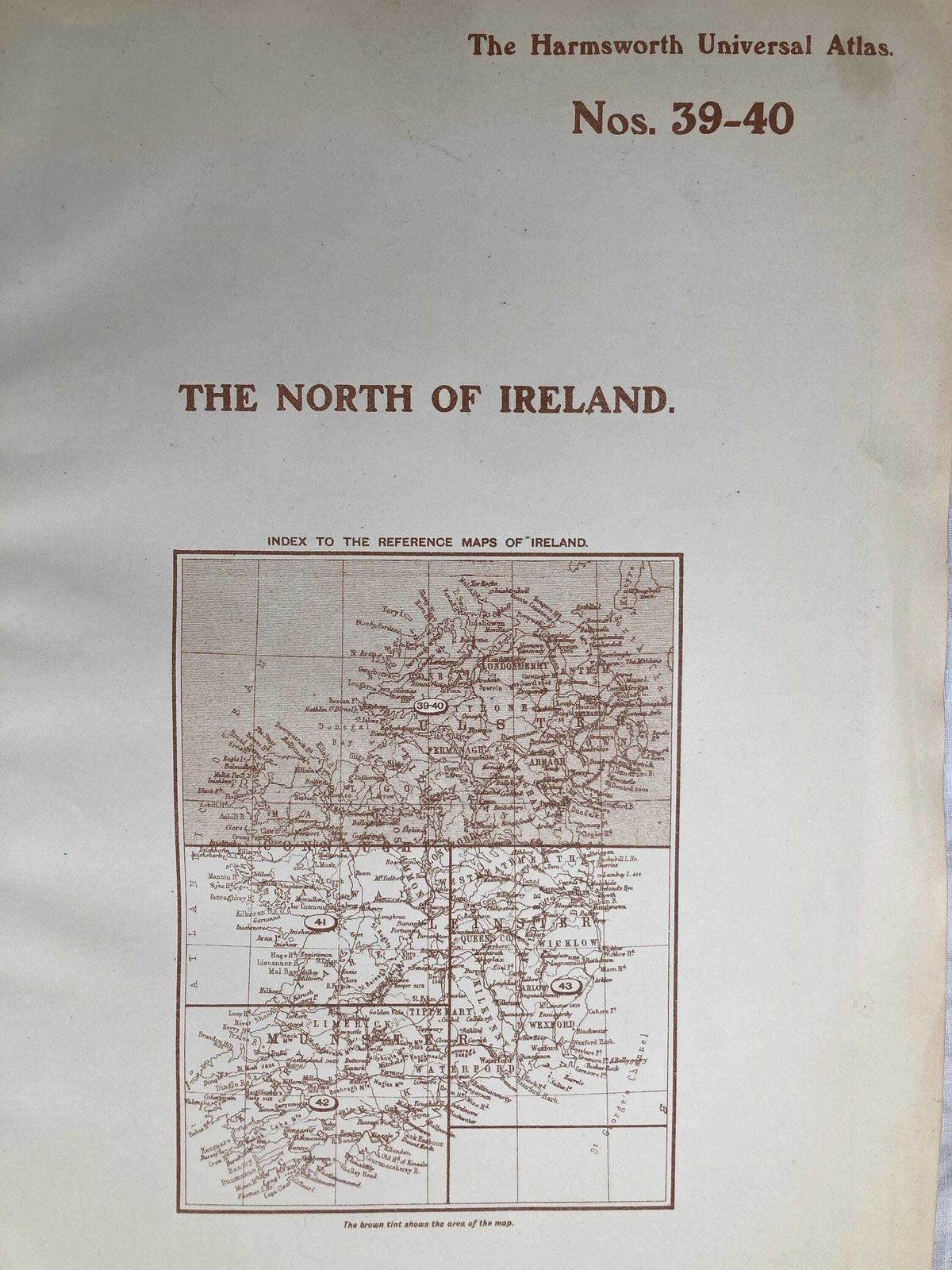 Original And Authentic Atlas Map Of The North Of Ireland   Harmsworth Universal Atlas And Gazetteer (Circa 1900, Pre Wwi) photo vintage