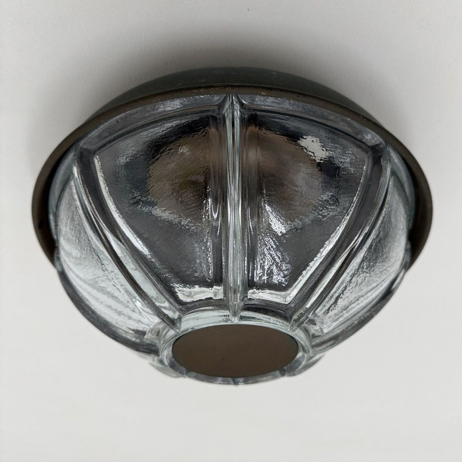 Brutalist Boom Copper And Glass Wall Light By Bega Lights From Limburg, Germany, 1980s