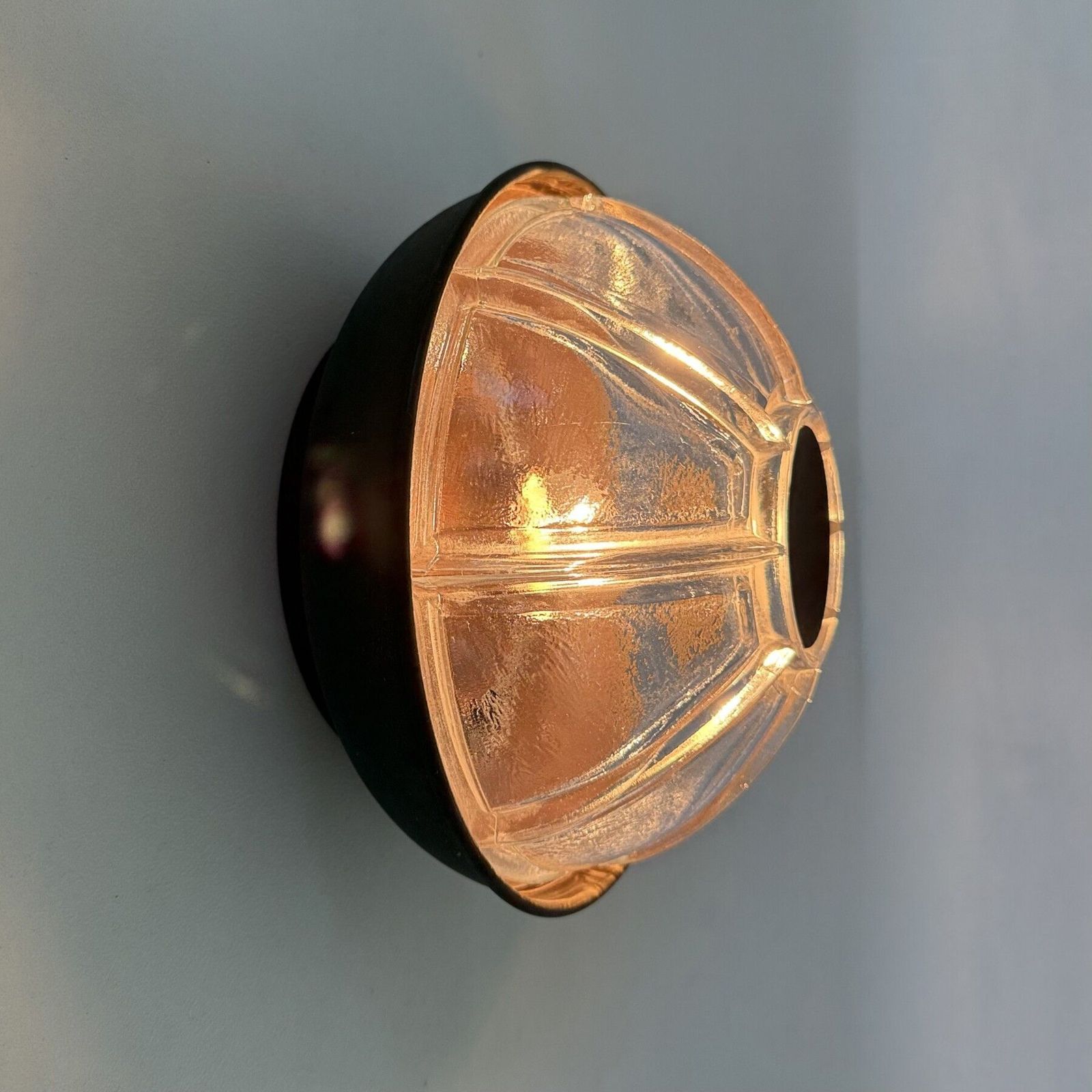 Brutalist Boom Copper And Glass Wall Light By Bega Lights From Limburg, Germany, 1980s photo vinterior