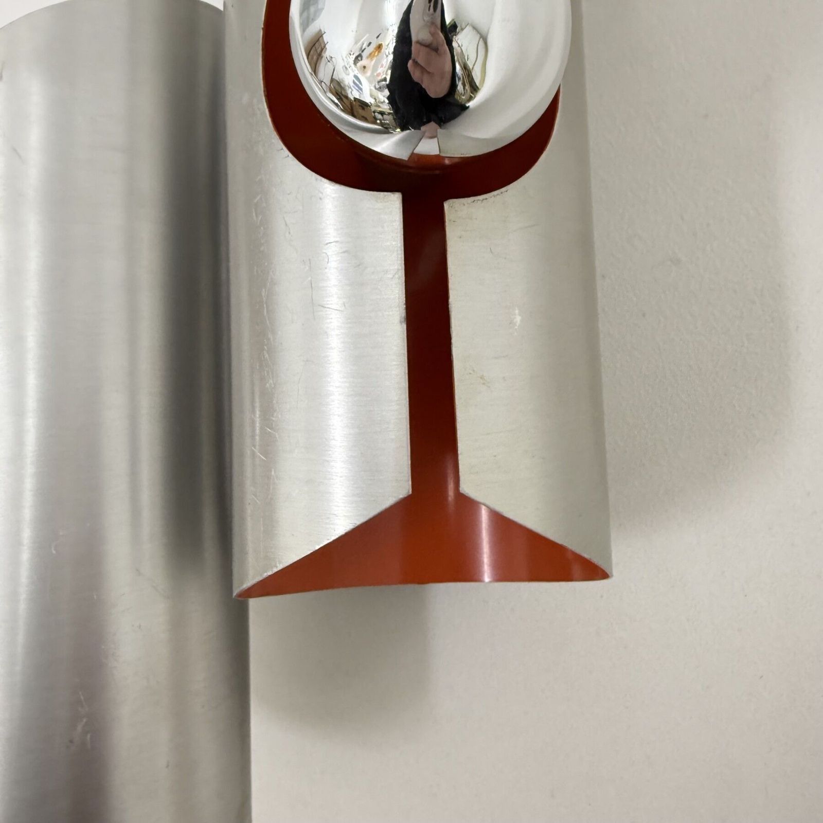 Space Age Aluminium Wandlamp Met Oranje Binnenzijde, Ca. Jaren 1970 photo vinterior