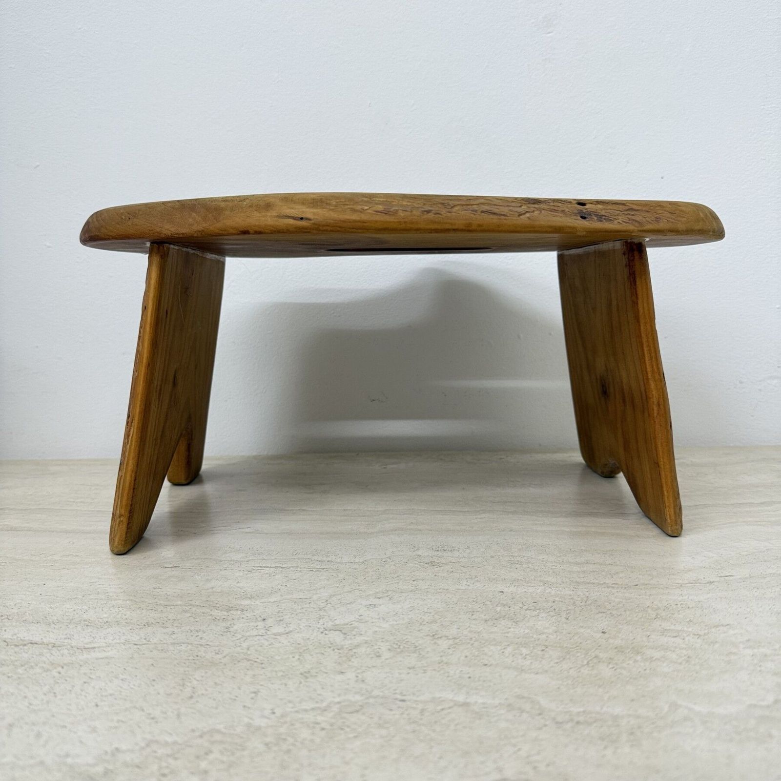 Brutalistisch Massief Houten Bijzettafel/Kruk, Jaren 1970 photo buy