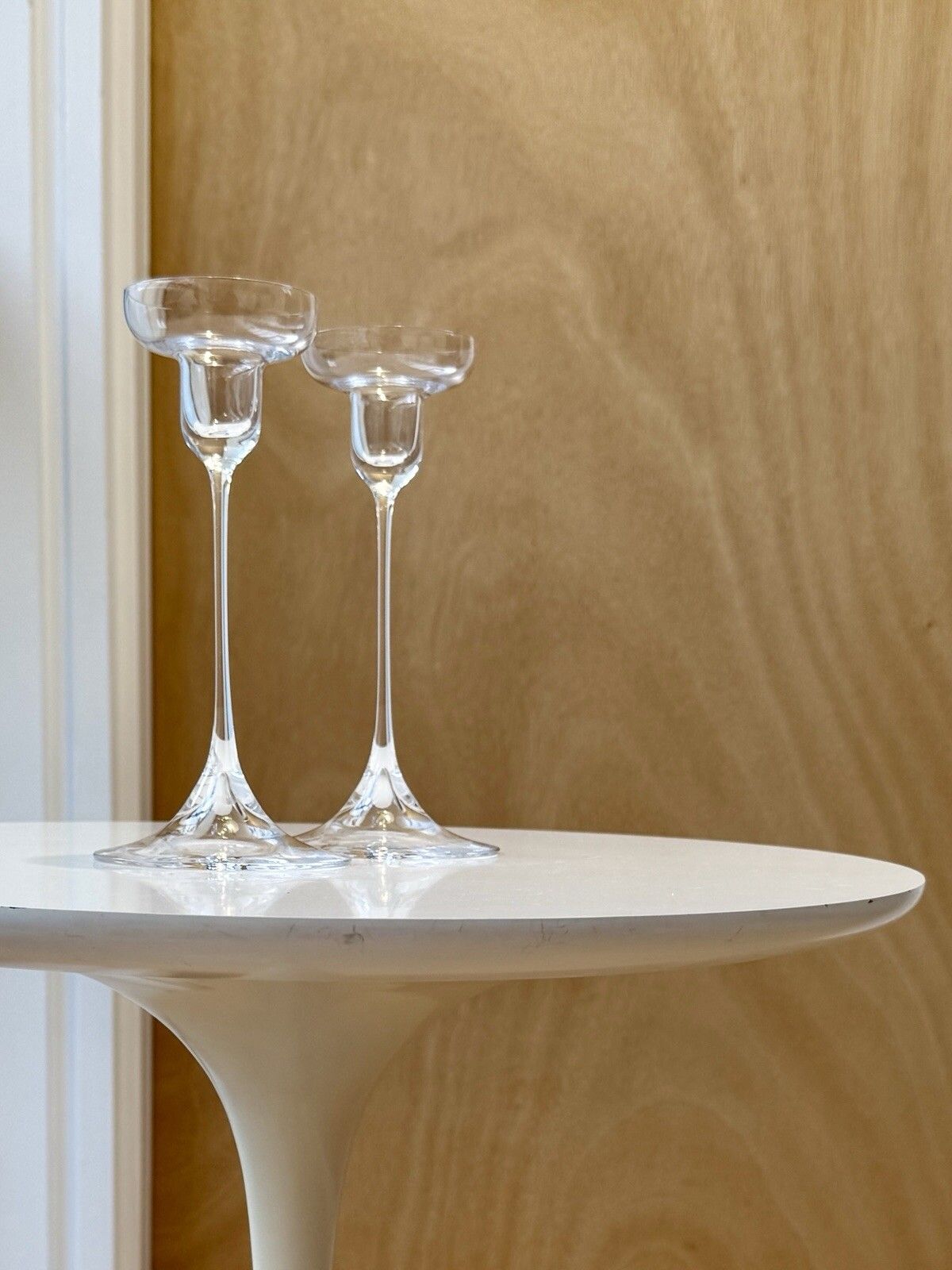 A Pair Of Dartington Glass 1960’s Crystal Candlesticks By Hans Eric Anderson D69 photo 50.0
