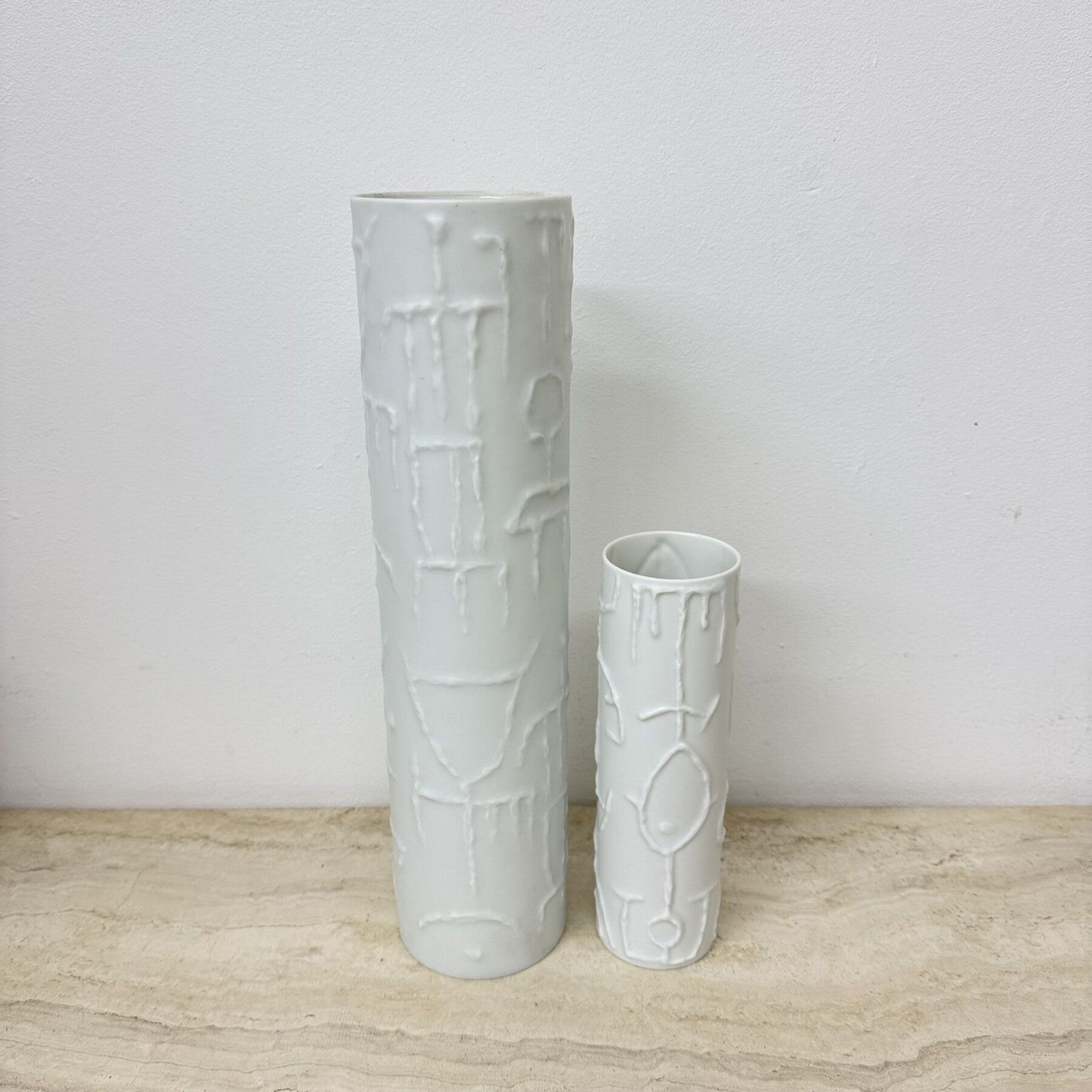 Home Decor Set Of 2 Abstract Porcelain Vases By Cuno Fischer For Rosenthal, Germany, 1980s photo