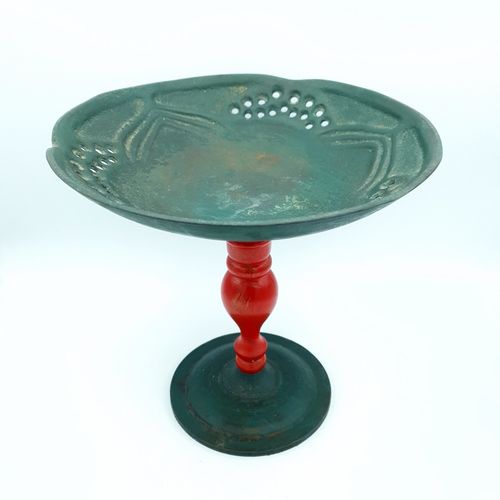 Thai Offering Tray Cast Metal Pedestal Offering Tray Flowers Betel Nuts Incense photo for sale