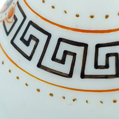 photo vintage Antique Opaline Vase French Or Bohemia Handpainted Landscape & Roman Motifs