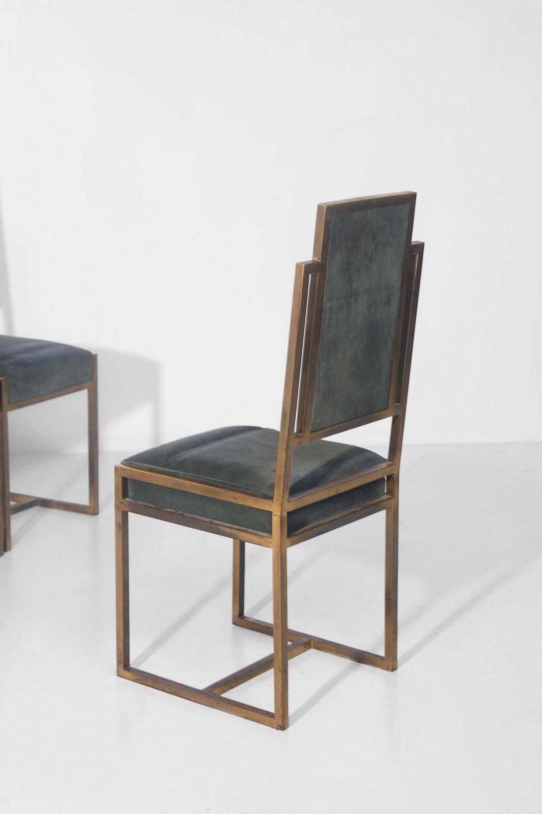 Set Of Six Italian Art Deco Style Chairs Made Of Brass photo for sale