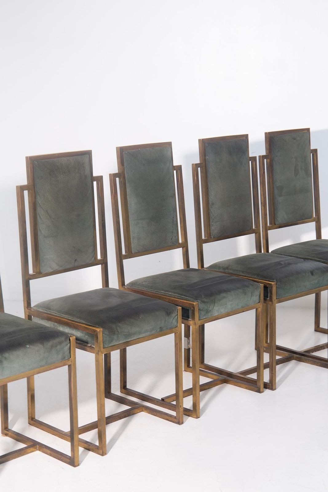 photo for sale Set Of Six Italian Art Deco Style Chairs Made Of Brass