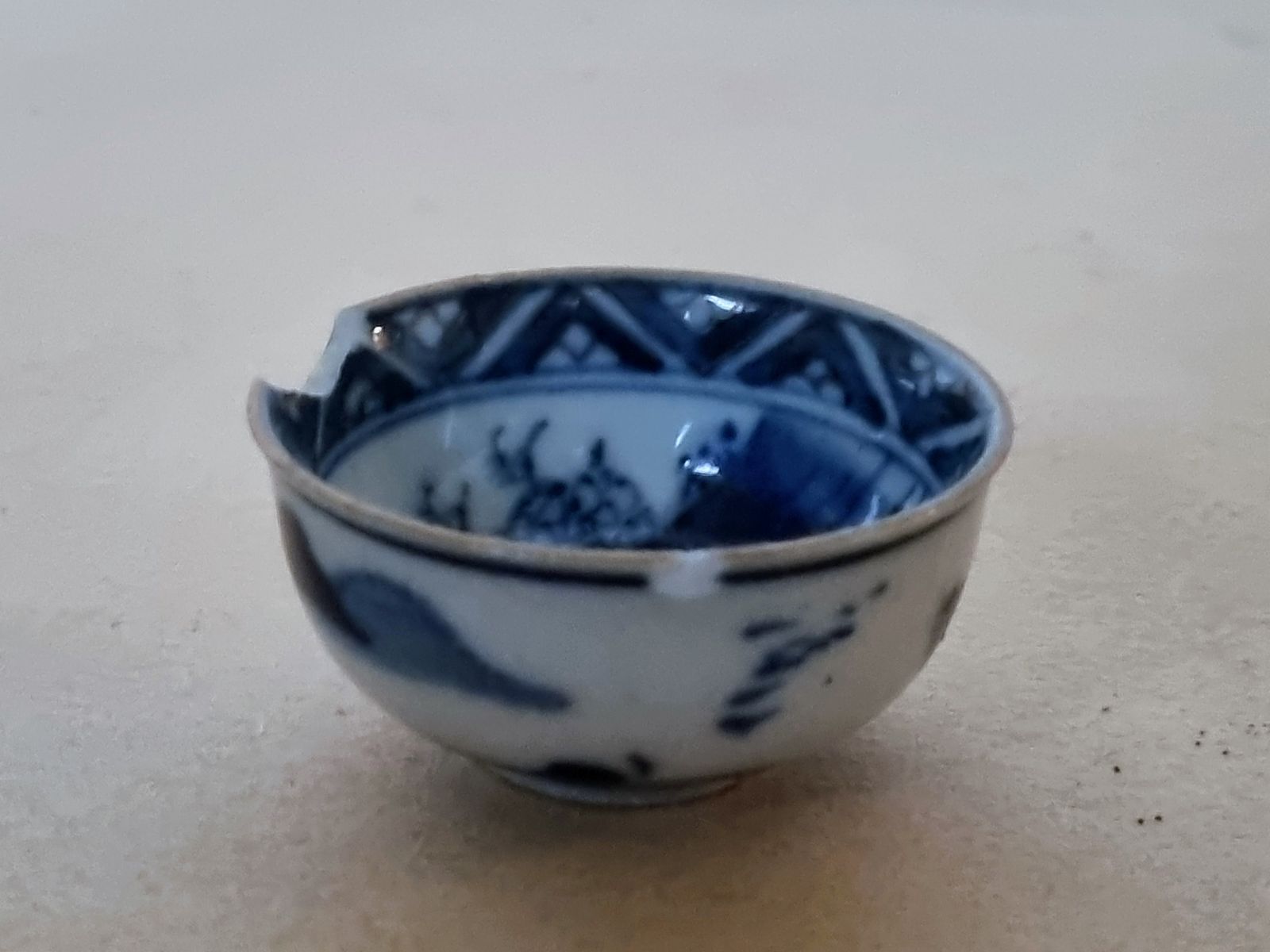 Antique Chinese Tea Bowl | Blue White Porcelain Mountain Landscape | Ming Style Ceramic Rice Bowl | Vintage Asian Art photo buy