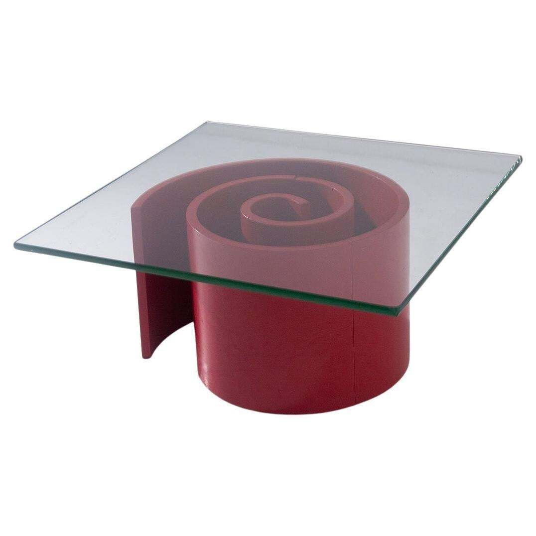 Vladimir Kagan Coffee Table With Crystal Shelf, Mod Snail