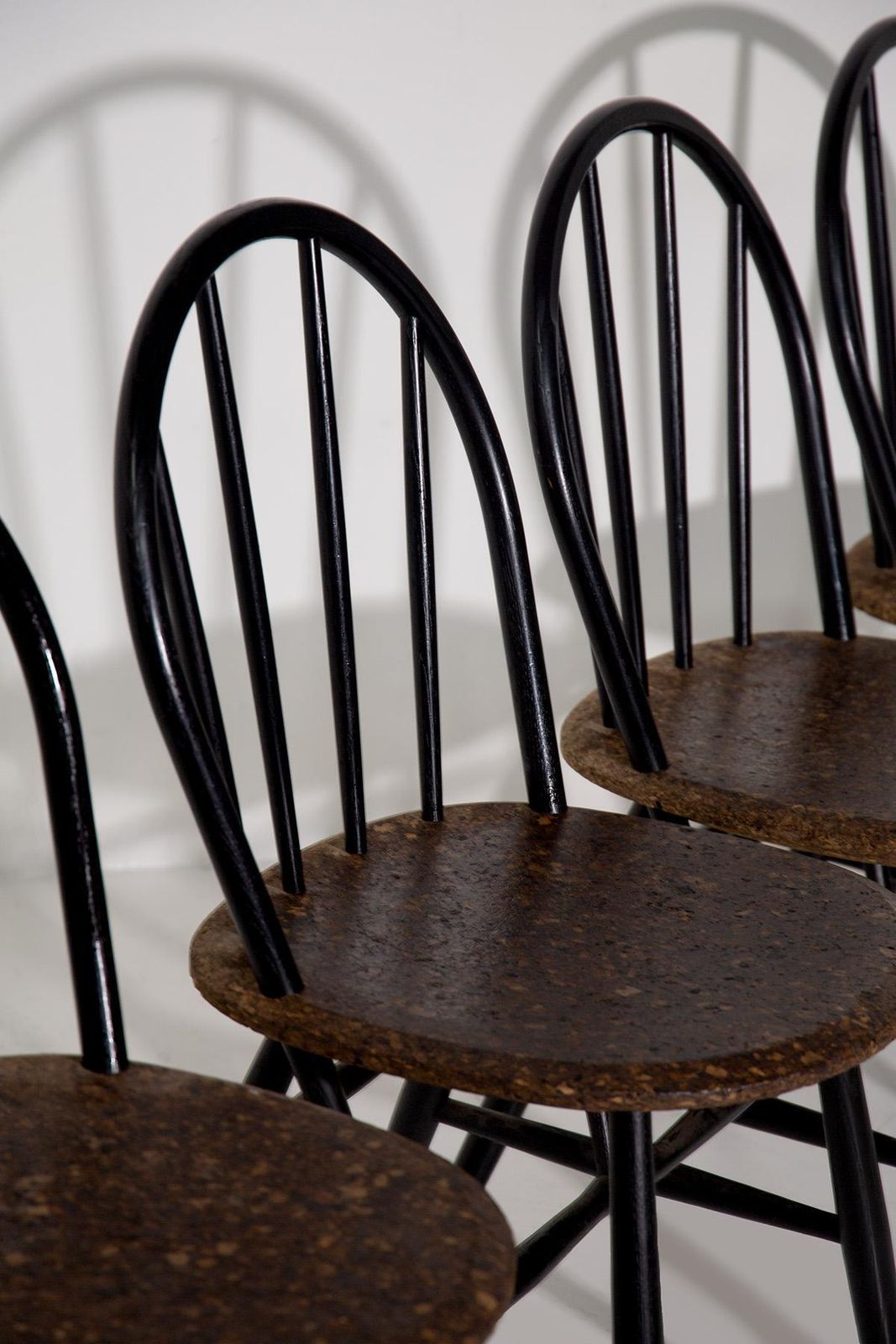 Set Of Six Wood And Cork Chairs photo furniture