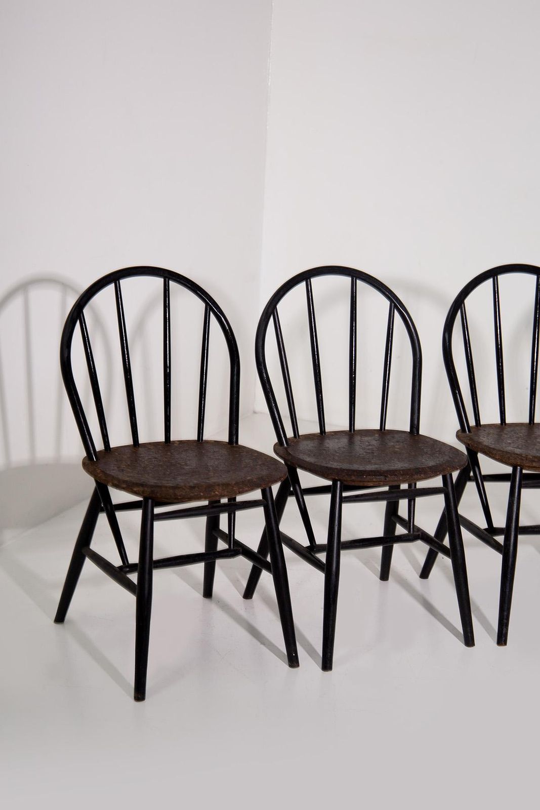 Furniture Set Of Six Wood And Cork Chairs photo