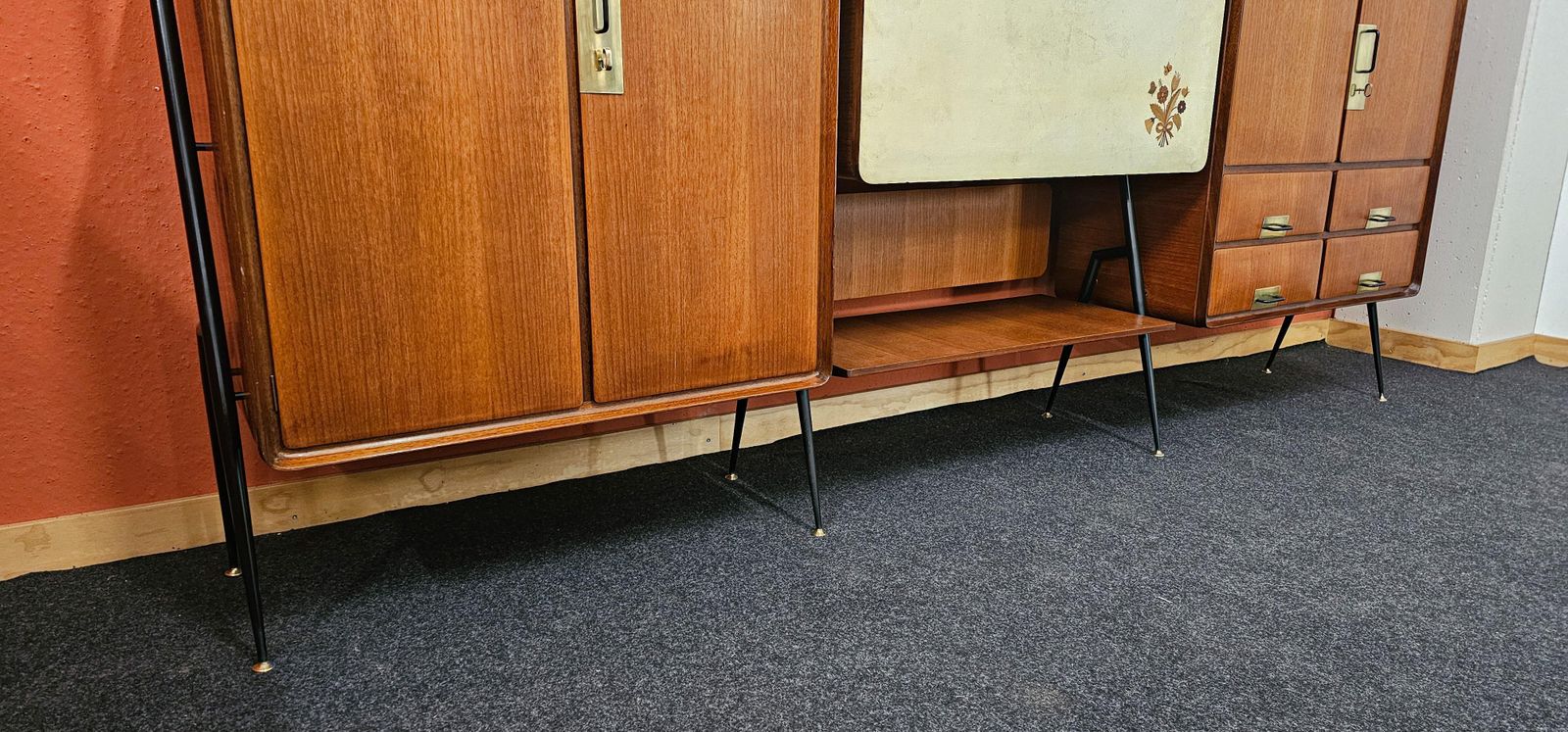 6860.0 Italian Mid Century Teakwood Sideboard By Silvio Cavatorta, 1950s photo