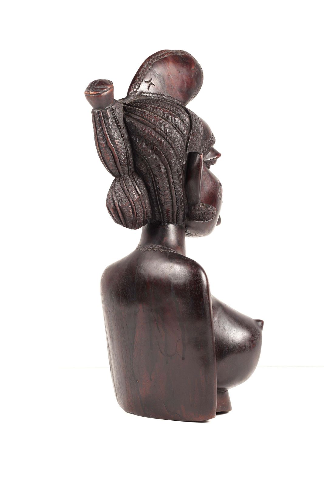 African Wood Female Bust Figurative Sculpture Mandinka Woman photo for sale