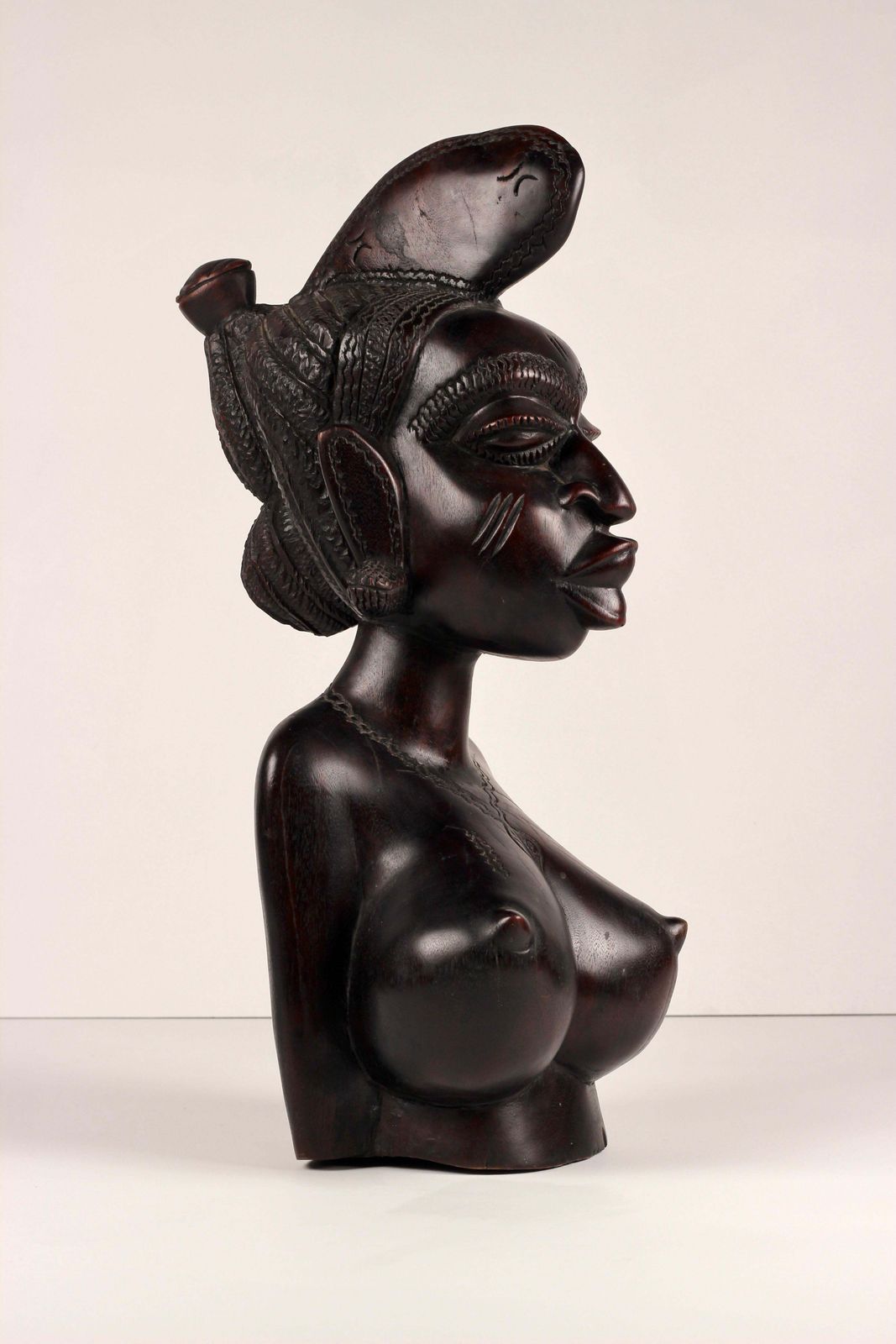 African Wood Female Bust Figurative Sculpture Mandinka Woman photo 1002.0